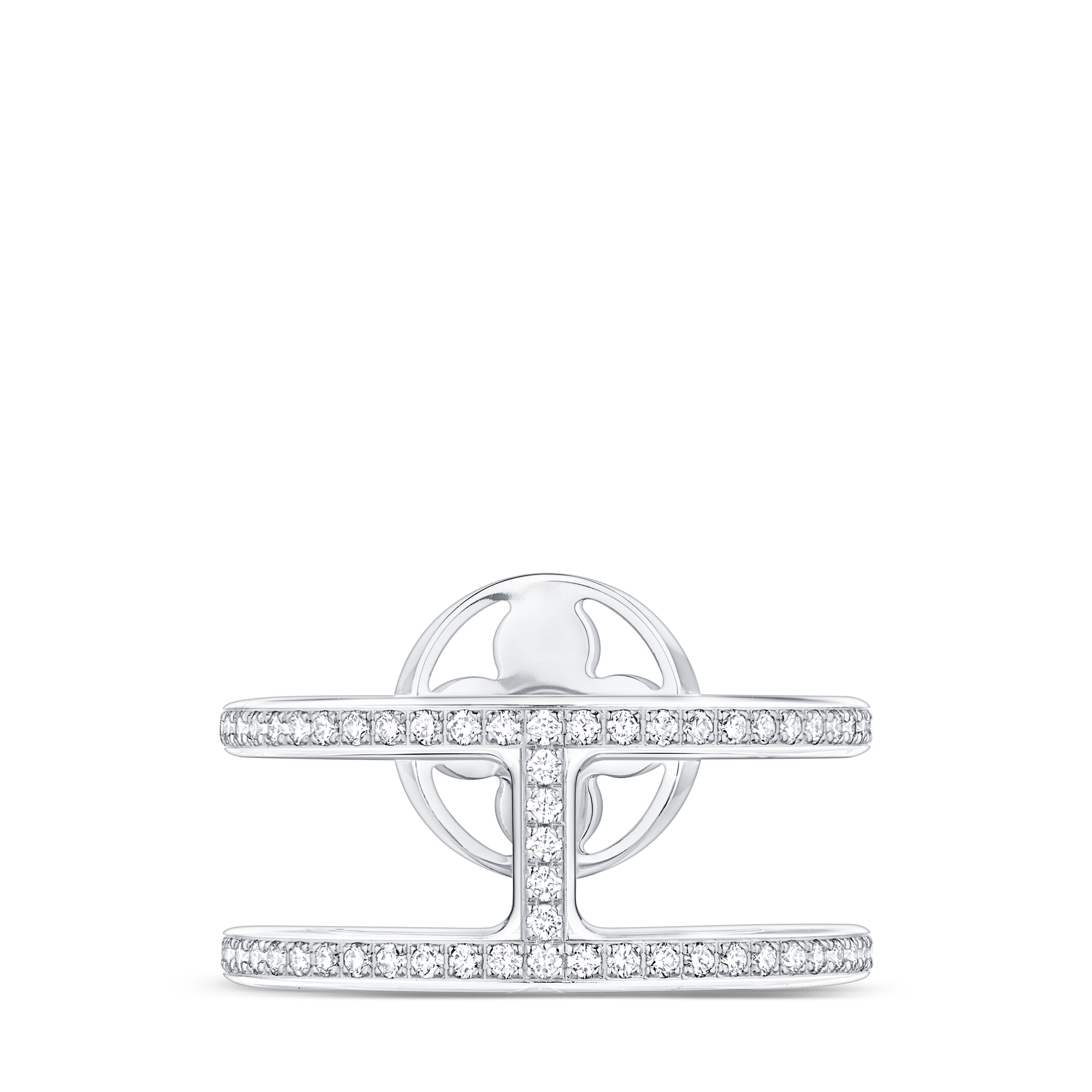  Categories All Fine Jewelry Idylle Blossom Two-Row Ring, White Gold And Diamonds | Louis Vuitton ® (Product zoom)