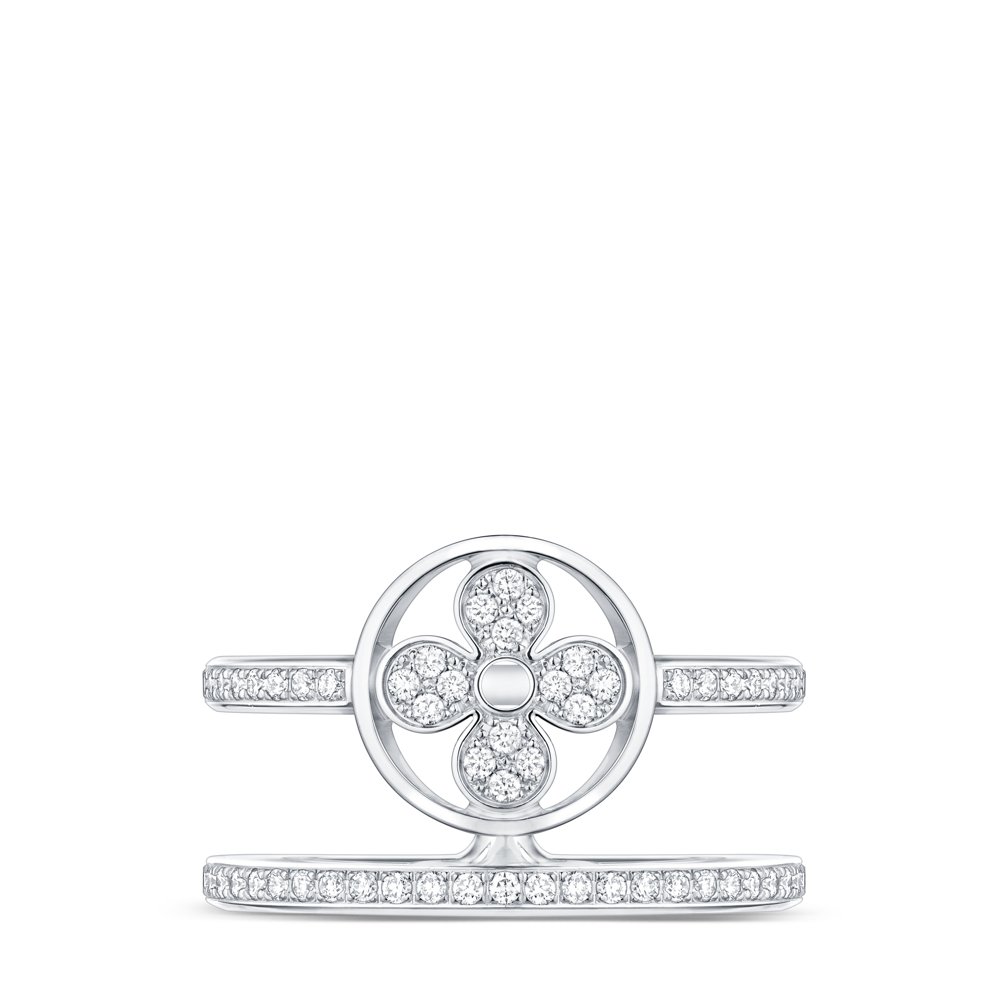  Categories All Fine Jewelry Idylle Blossom Two-Row Ring, White Gold And Diamonds | Louis Vuitton ® (Product zoom)