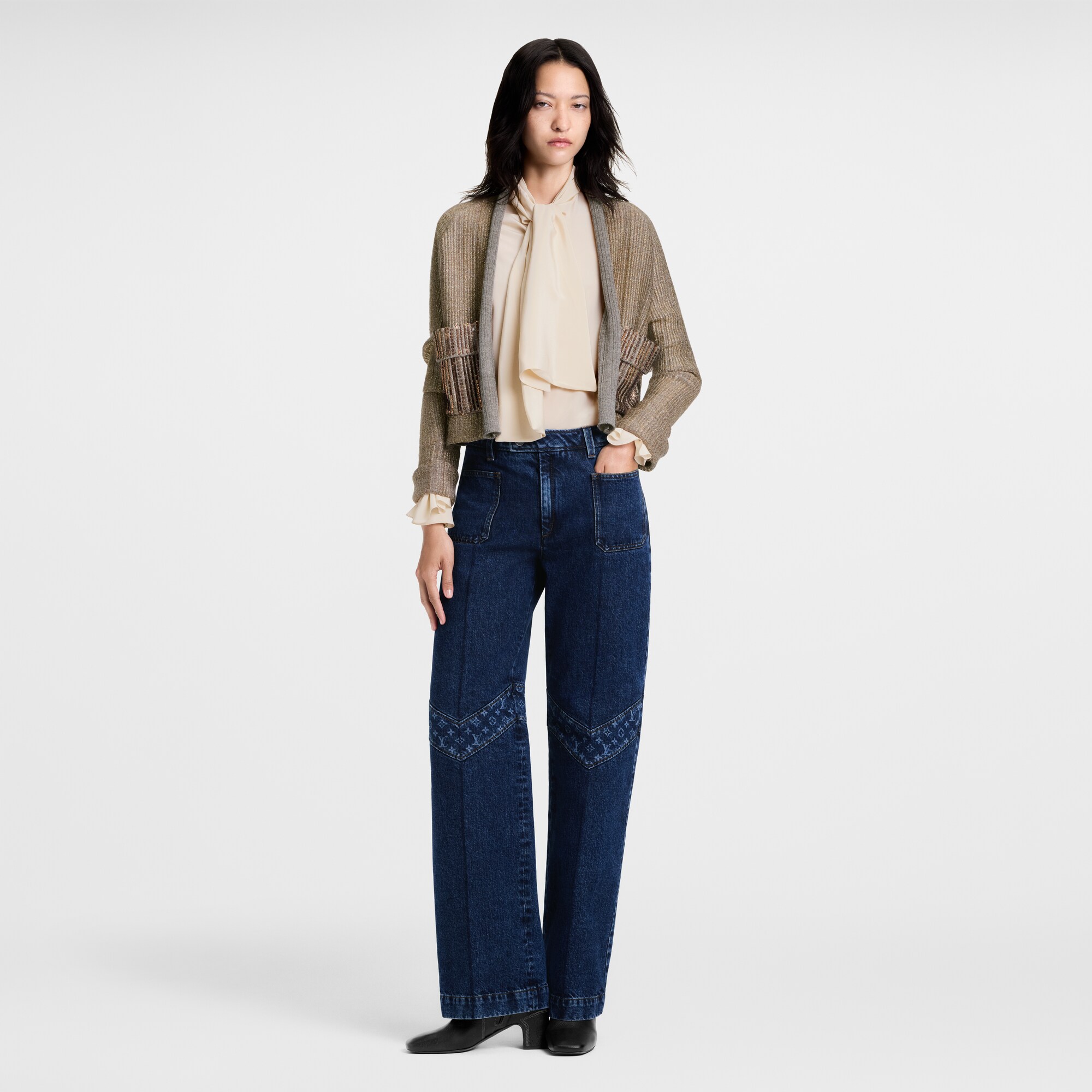  Prêt-à-Porter Pantalons Jean en denim brut à détails Monogram | Louis Vuitton ® (Zoom produit)
