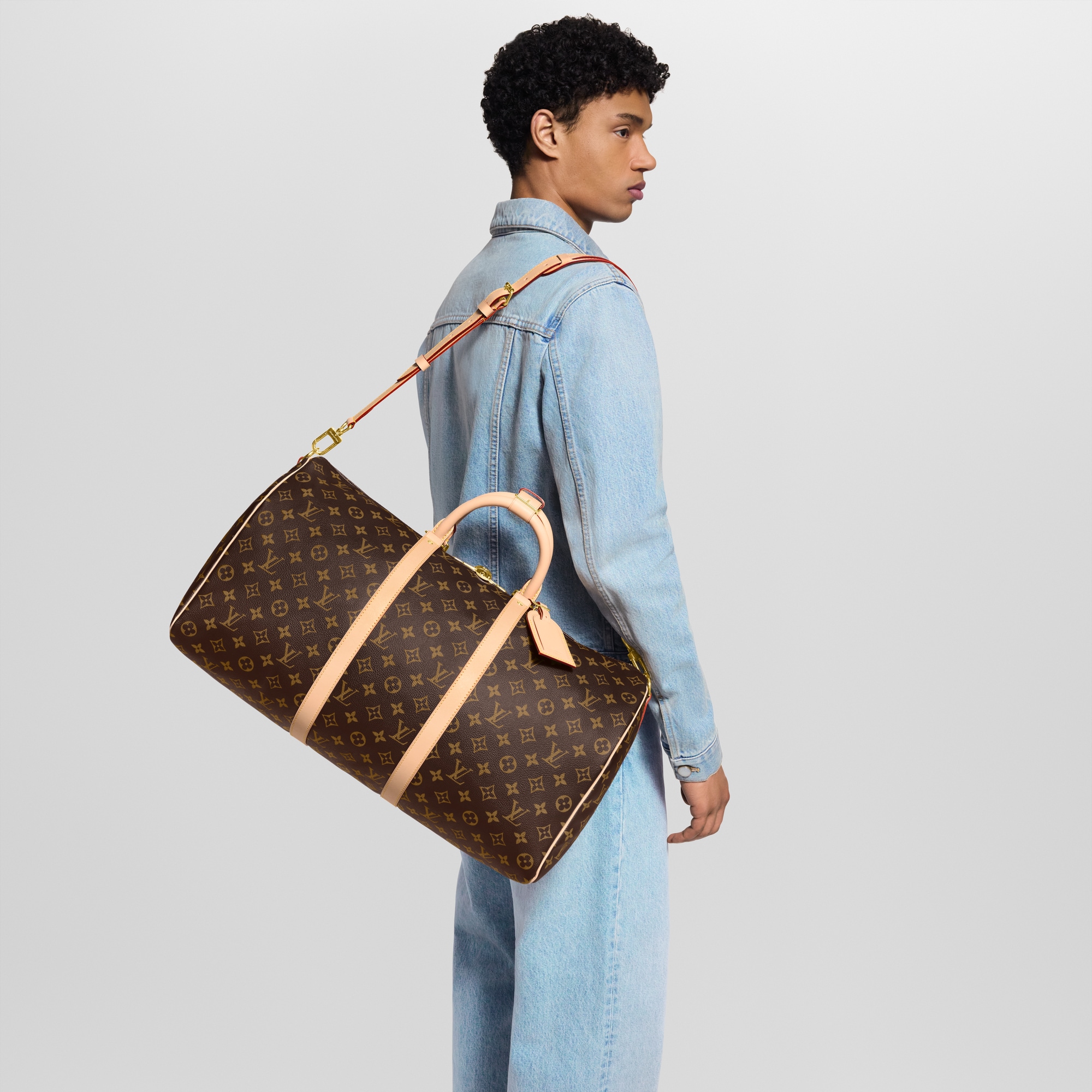 Monogram Canvas Personalization Leather Goods } Keepall Bandoulière 50 | Louis Vuitton ® (Product zoom)