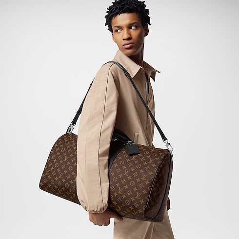 Monogram Macassar Personalization Leather Goods } Keepall Bandoulière 55 | Louis Vuitton ® (Zoom produit)