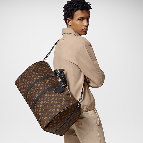 Monogram Macassar Personalization Leather Goods } Keepall Bandoulière 55 | Louis Vuitton ® (Zoom produit)