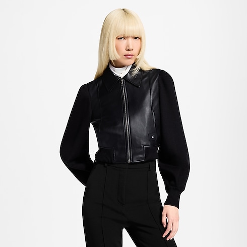 Ready-to-Wear Coats and Jackets Knit Sleeve Leather Jacket | Louis Vuitton ® (Product zoom)