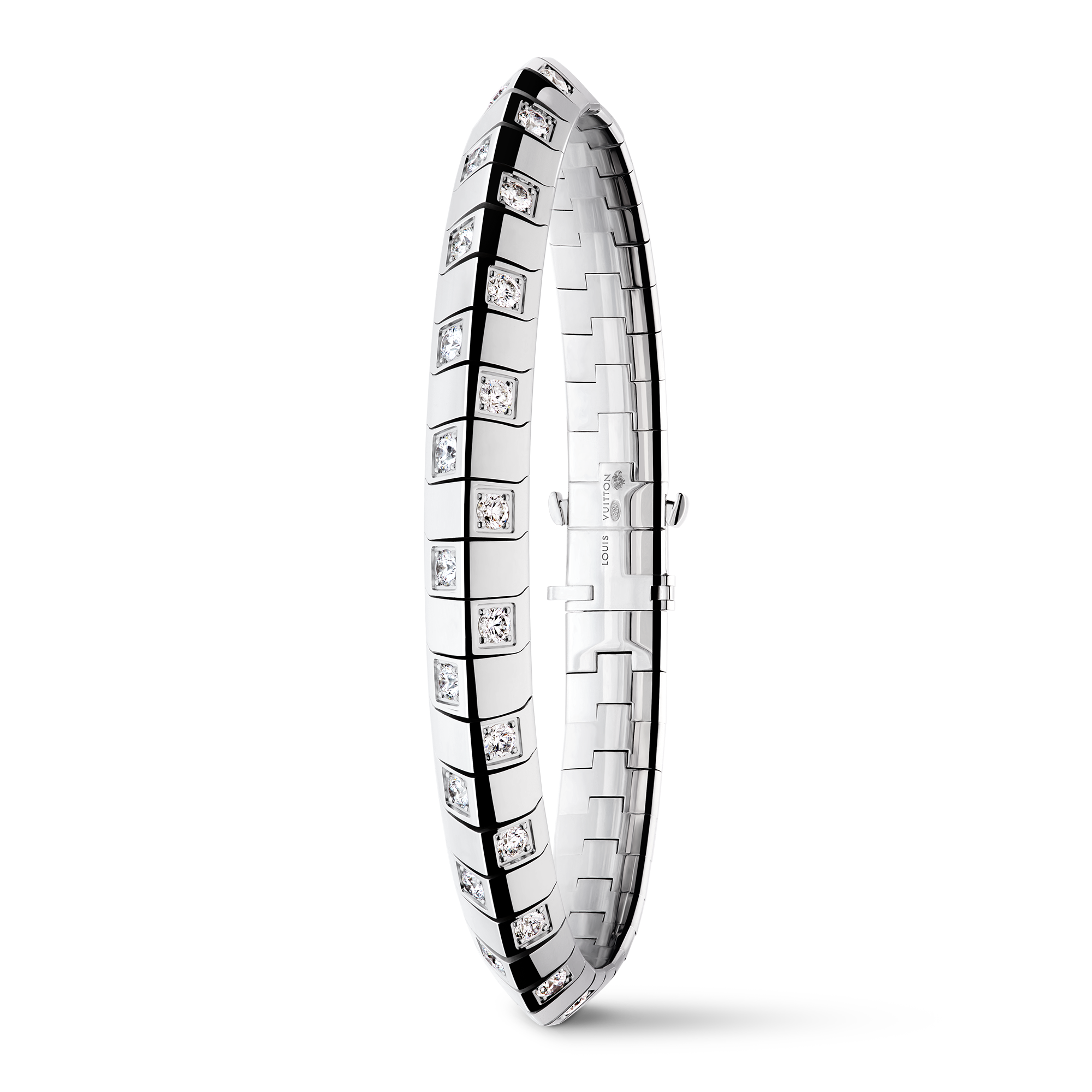  Categories Bracelets Le Damier de Louis Vuitton Large Bracelet, White Gold and Diamonds | Louis Vuitton ® (Product zoom)