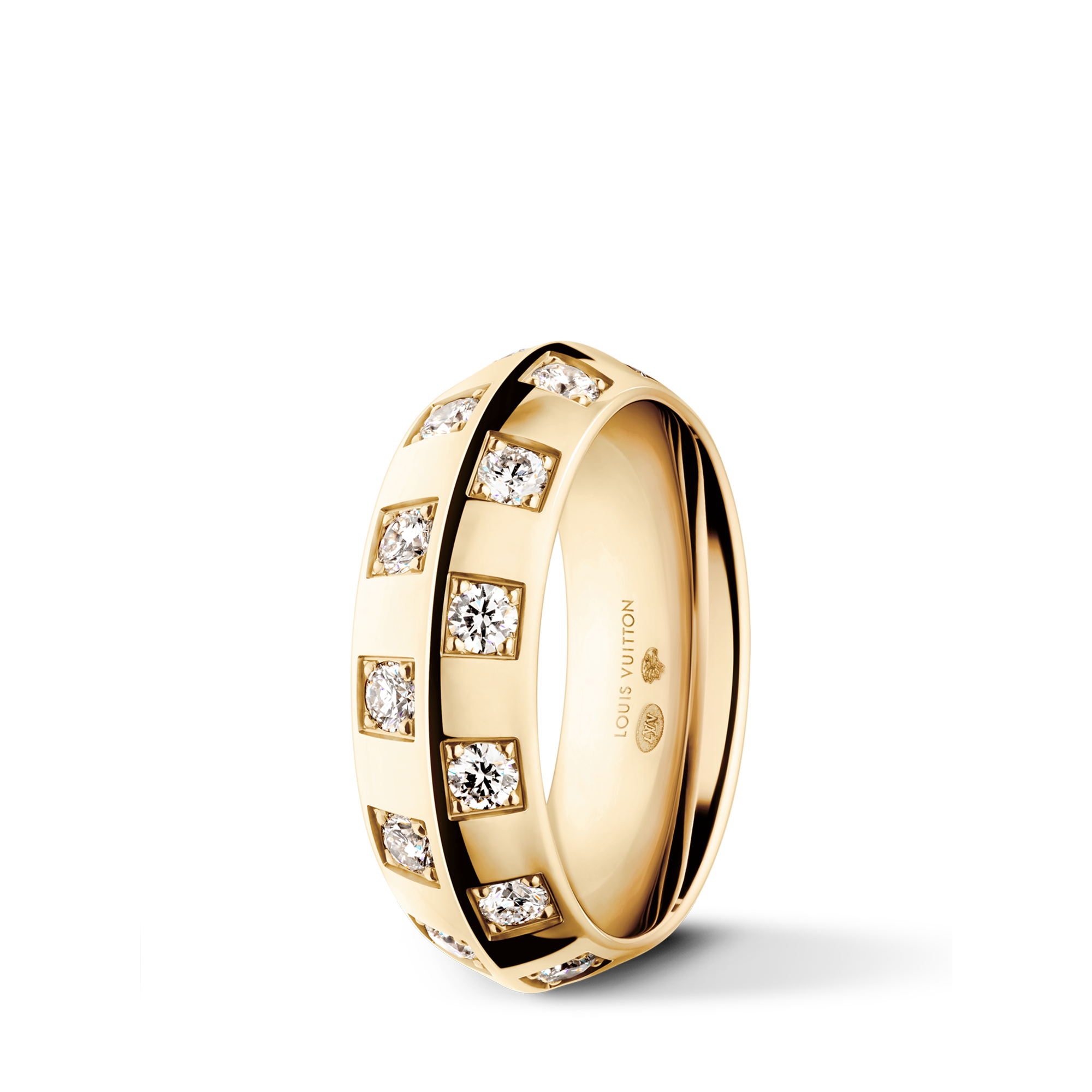  Categories Rings Le Damier de Louis Vuitton Large Ring, Yellow Gold and Diamonds | Louis Vuitton ® (Product zoom)