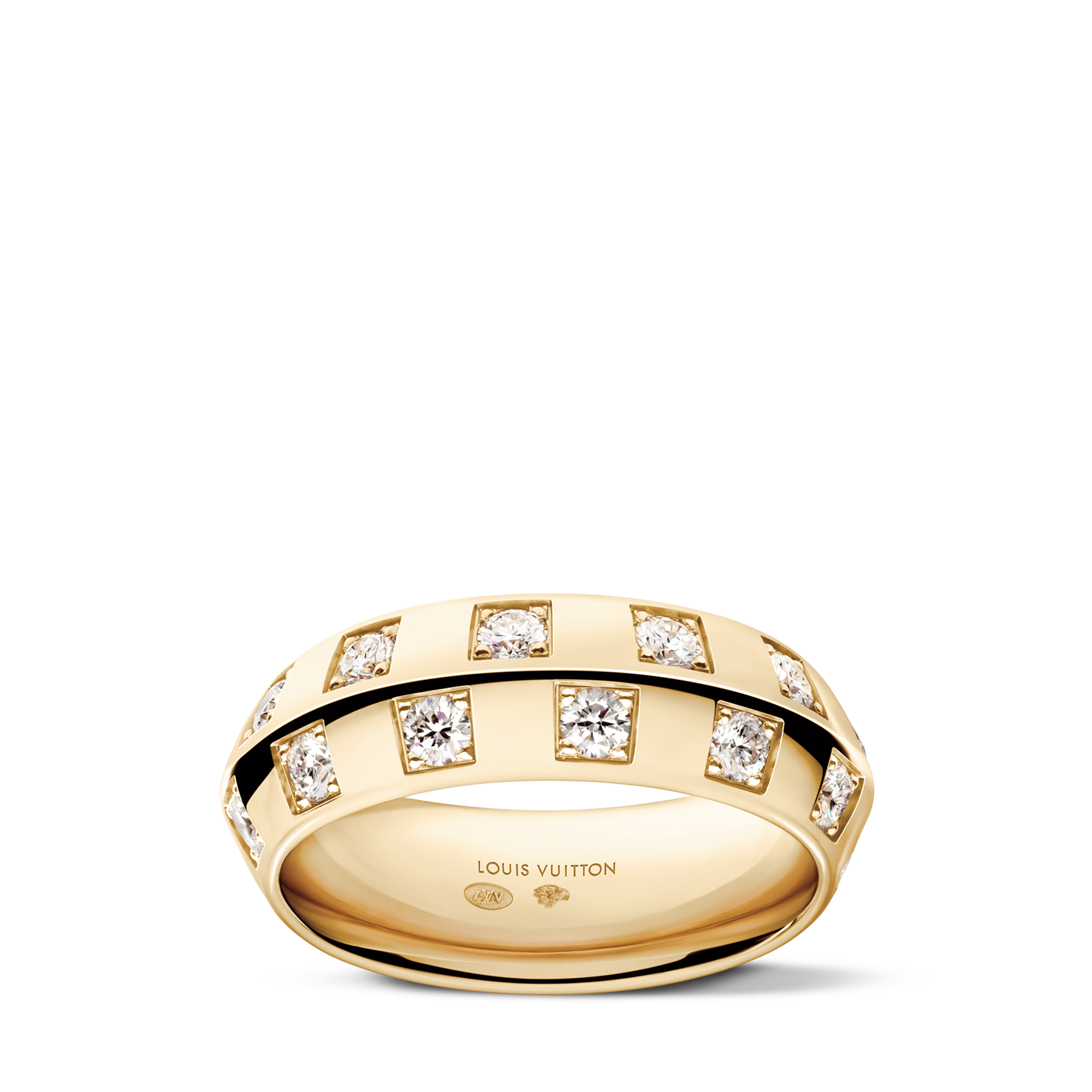  Categories Rings Le Damier de Louis Vuitton Large Ring, Yellow Gold and Diamonds | Louis Vuitton ® (Product zoom)