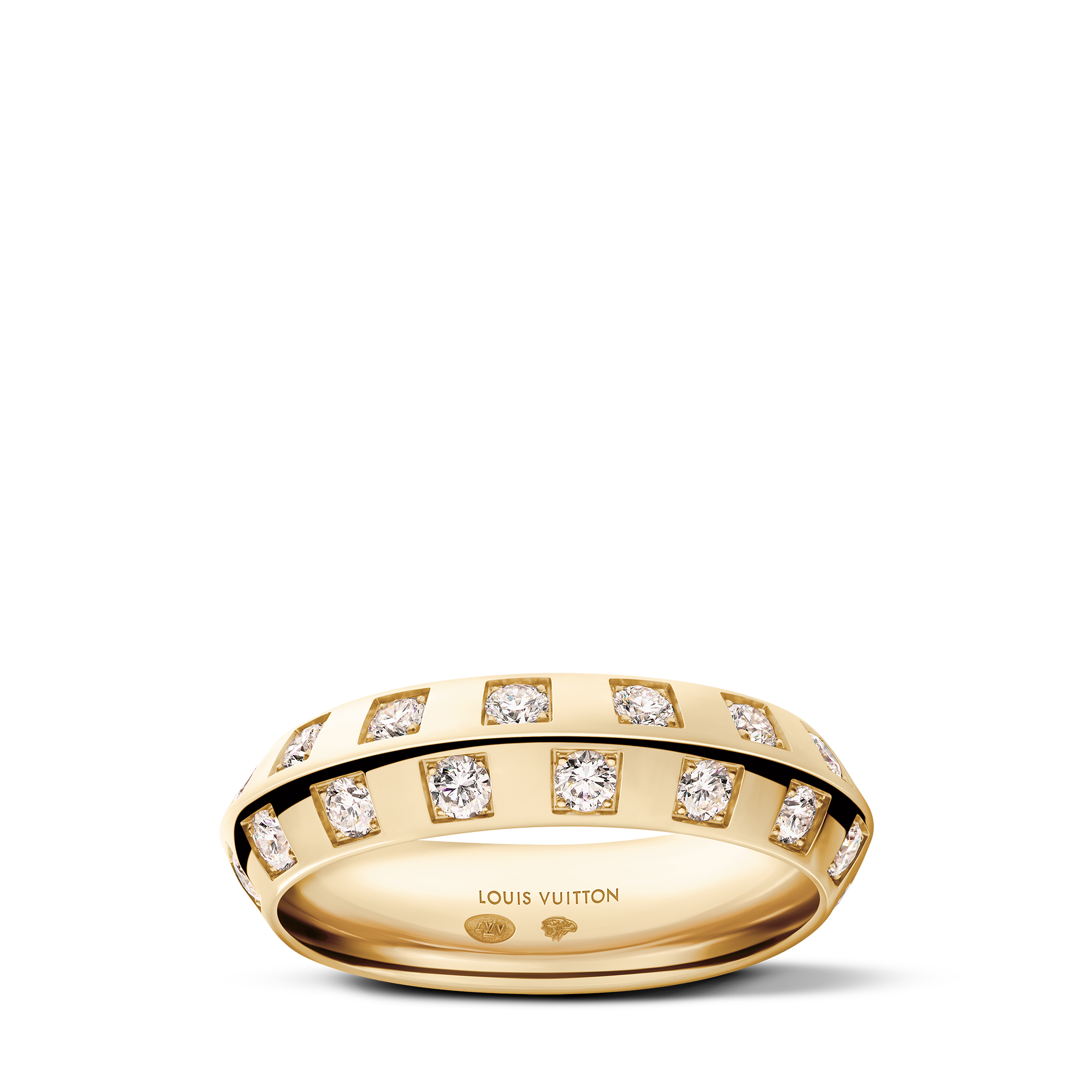  Categories Rings Le Damier de Louis Vuitton Medium Ring, Yellow Gold and Diamonds | Louis Vuitton ® (Product zoom)