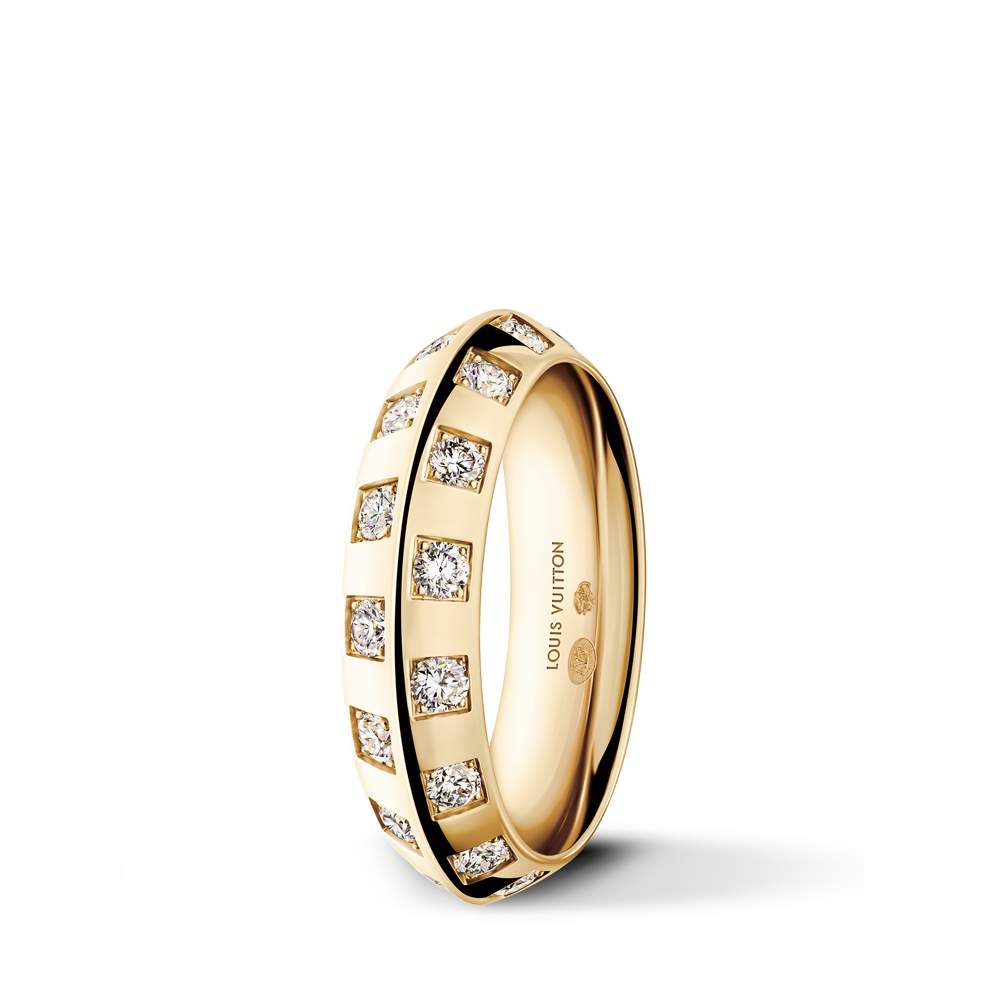  Categories Rings Le Damier de Louis Vuitton Medium Ring, Yellow Gold and Diamonds | Louis Vuitton ® (Product zoom)