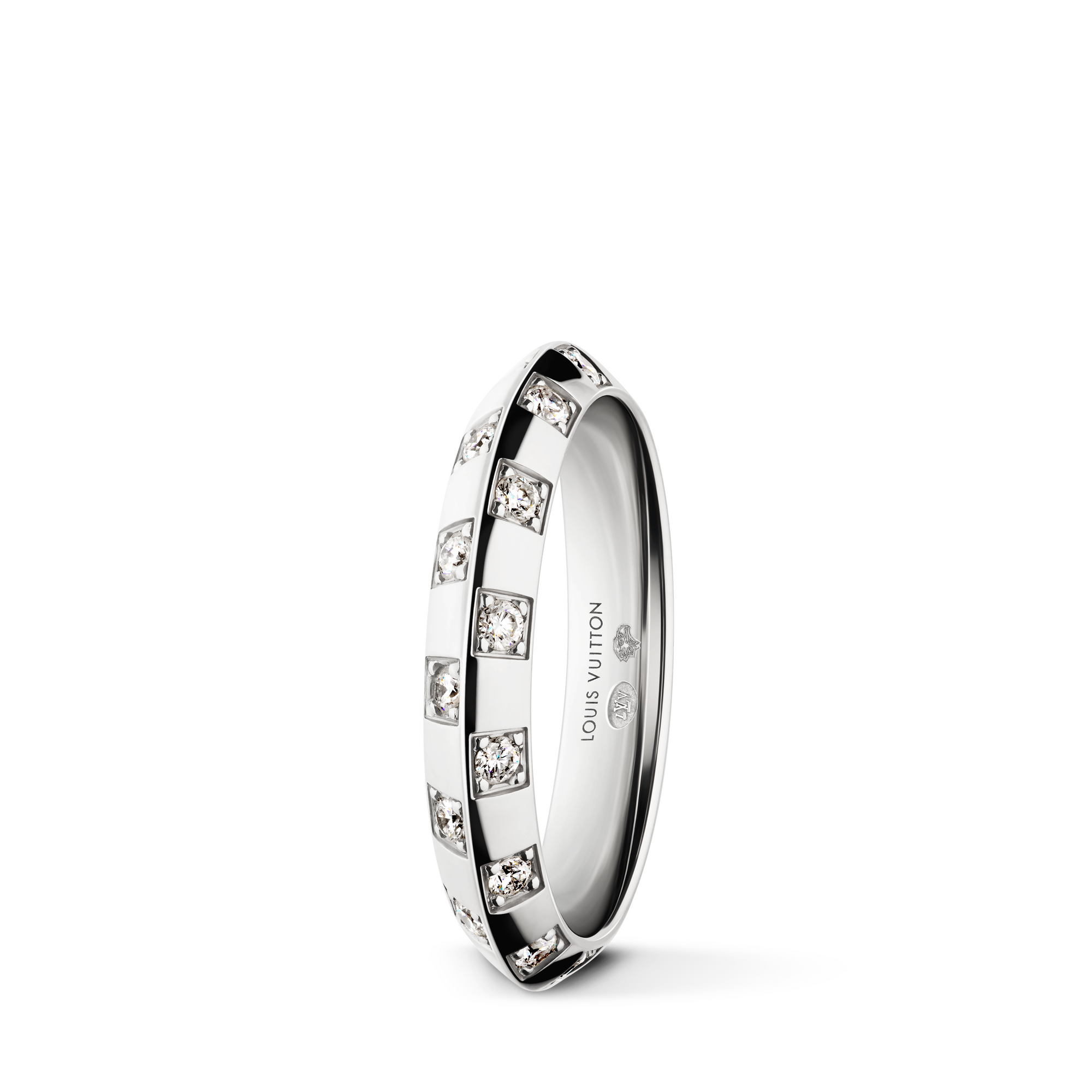  Jewelry Rings Le Damier de Louis Vuitton Small Ring, White Gold and Diamonds | Louis Vuitton ® (Product zoom)