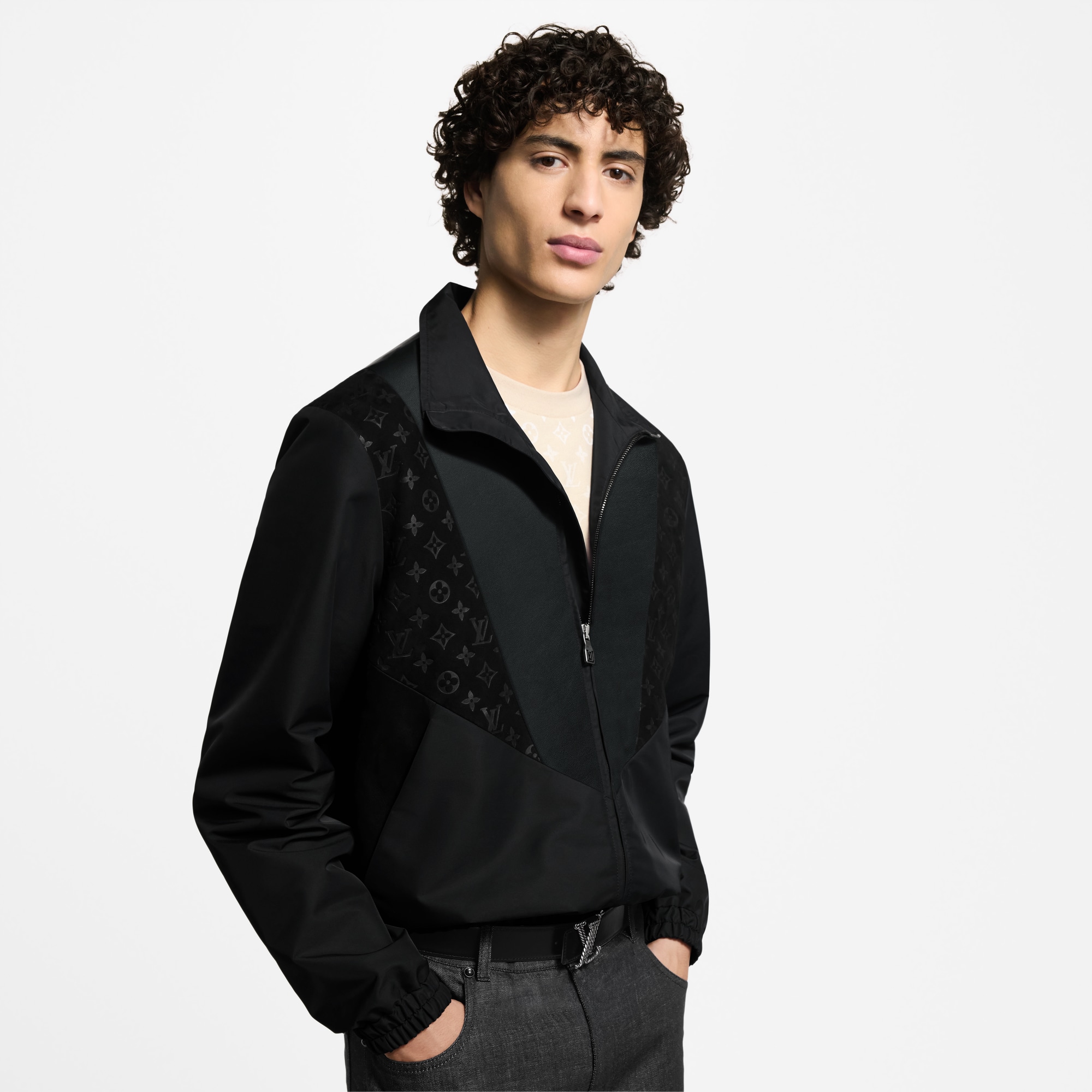  Ready-to-Wear Coats and Outerwear Leather Mix Track Top | Louis Vuitton ® (Product zoom)