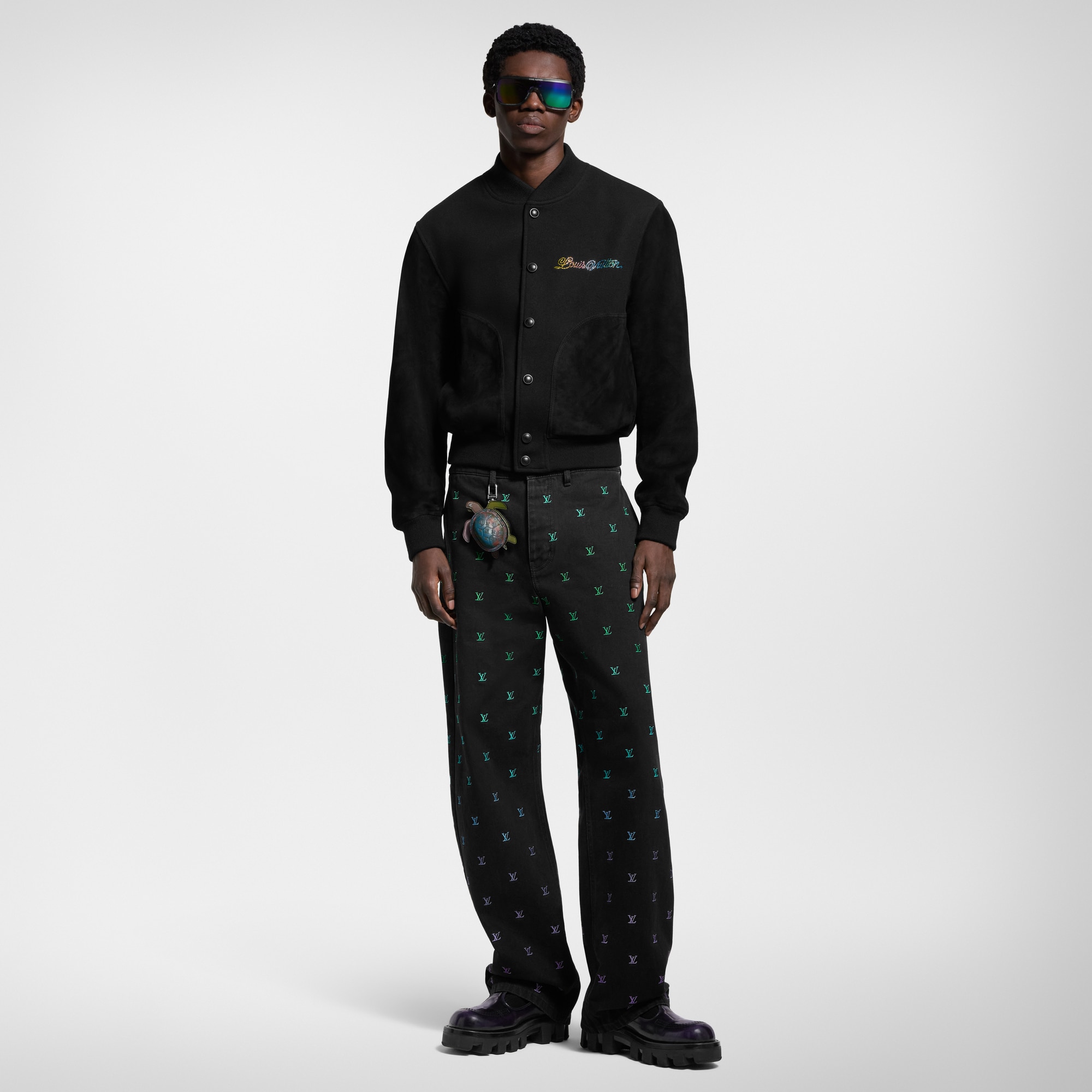  Ready-to-Wear Coats and Outerwear Leather Mix Varsity Blouson | Louis Vuitton ® (Product zoom)