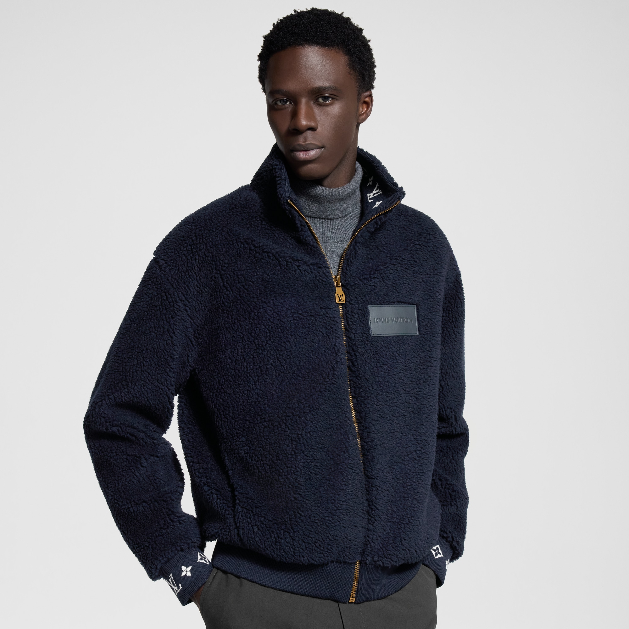 Ready-to-Wear All Ready-to-Wear Leather Patch Fleece Blouson | Louis Vuitton ® (Product zoom)