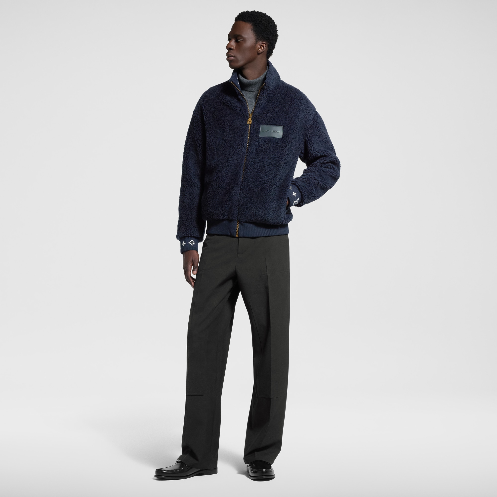  Ready-to-Wear All Ready-to-Wear Leather Patch Fleece Blouson | Louis Vuitton ® (Product zoom)