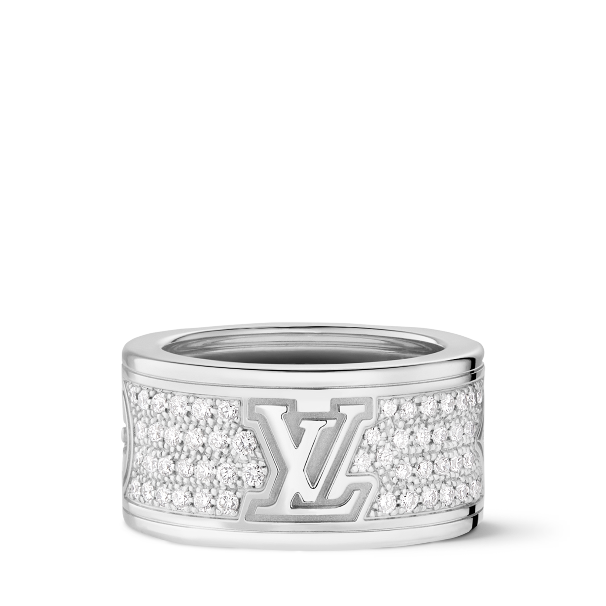  Categories Rings Les Gastons Vuitton Large Ring, White Gold and Diamonds | Louis Vuitton ® (Product zoom)