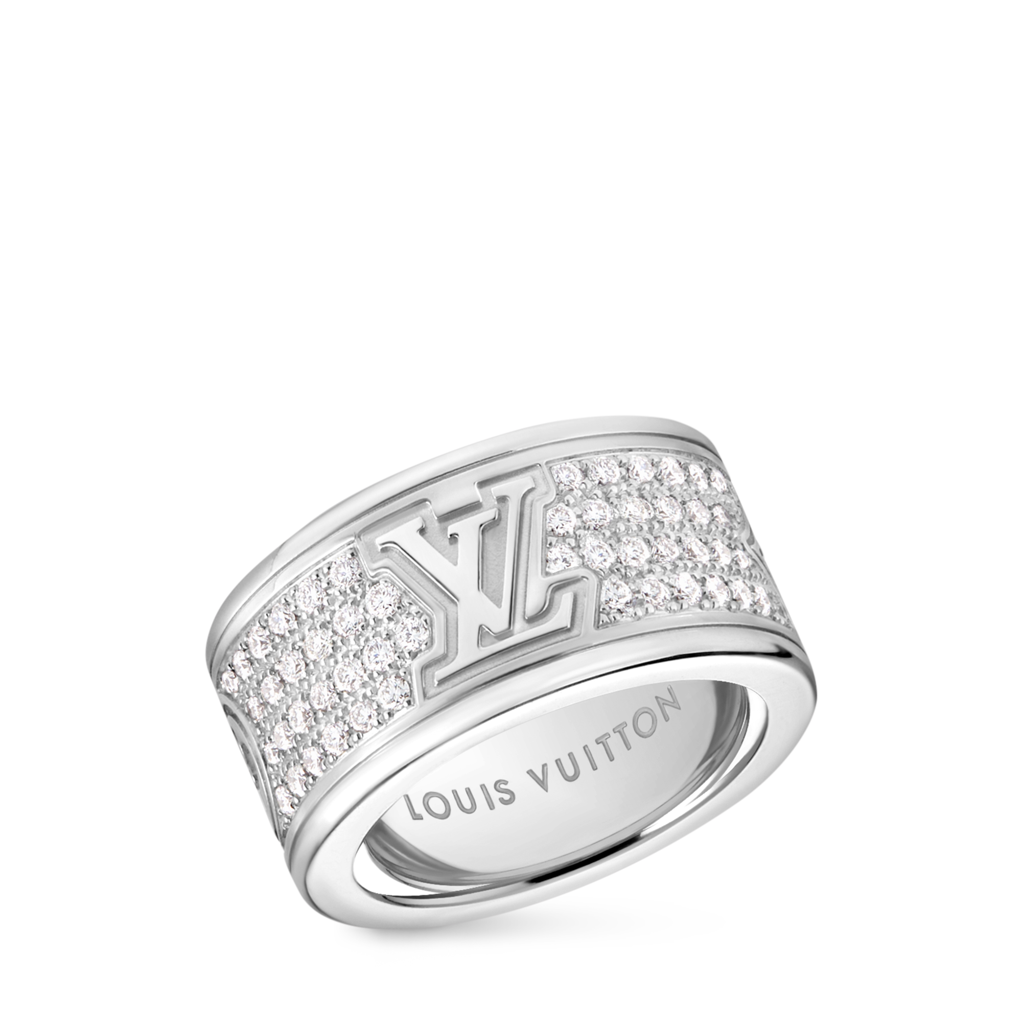  Categories Rings Les Gastons Vuitton Large Ring, White Gold and Diamonds | Louis Vuitton ® (Product zoom)