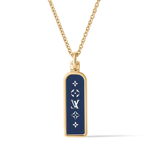 Jewelry Necklaces and Pendants Les Gastons Vuitton Small Tag Pendant, Yellow Gold and Blue Titanium | Louis Vuitton ® (Product zoom)