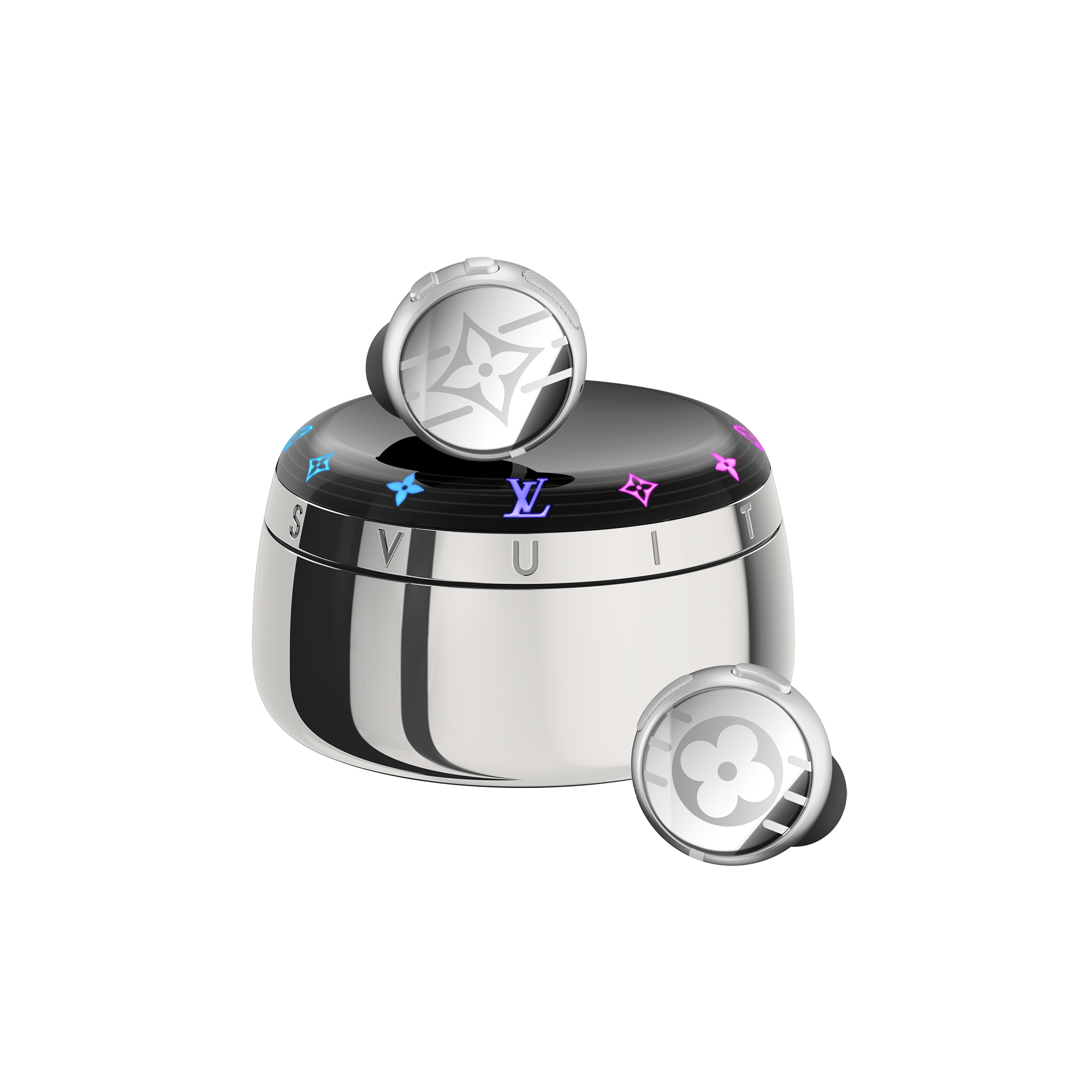  Tech Objects and Accessories Audio, Connected Watches and Accessories Louis Vuitton Horizon Light Up Earphones - Silver | Louis Vuitton ® (Product zoom)