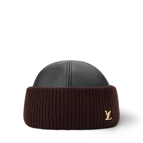 S00 Accessories Hats and Gloves LV Artic Leather & Knit Beanie | Louis Vuitton ® (Product zoom)