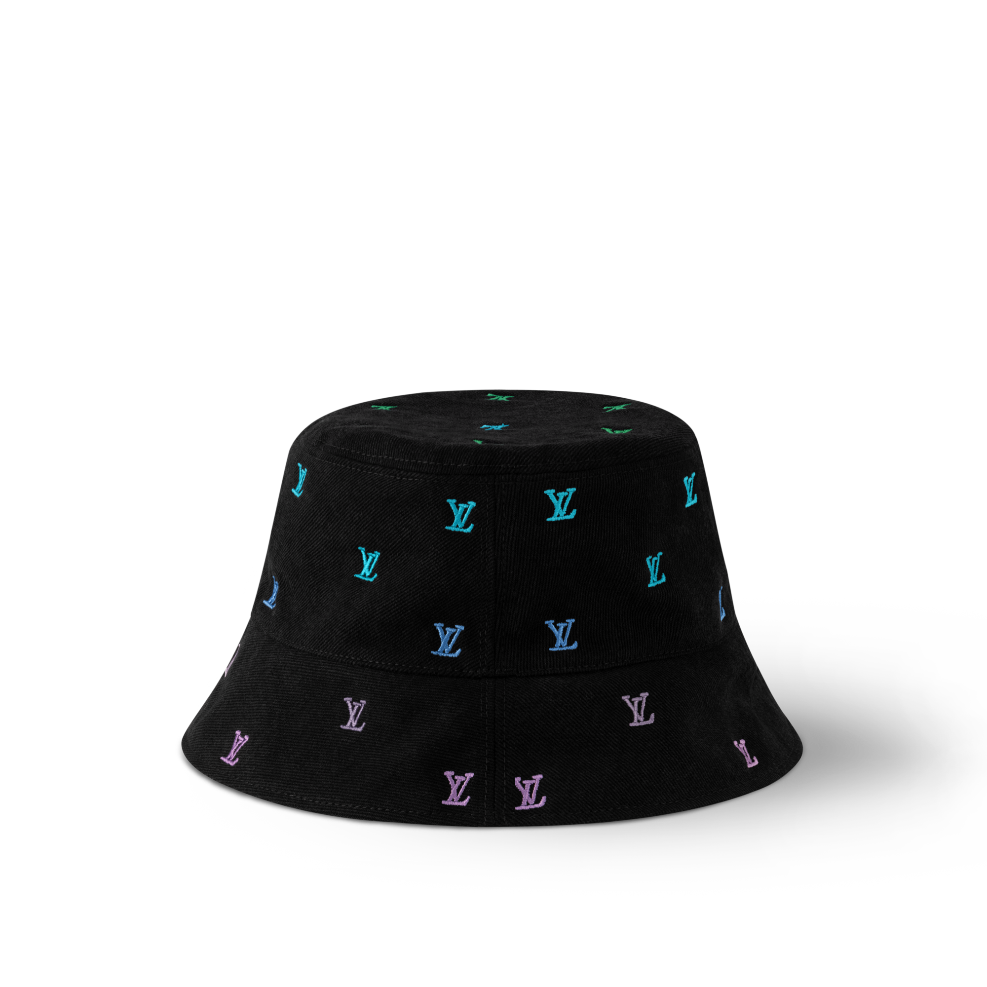 S00 Accessories Hats, Beanies and Gloves LV Blason Shading Denim Reversible Bucket Hat | Louis Vuitton ® (Product zoom)