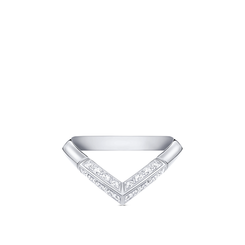 Categories Wedding Bands LV Diamonds Pavé V Ring, Platinum | Louis Vuitton ® (Product zoom)