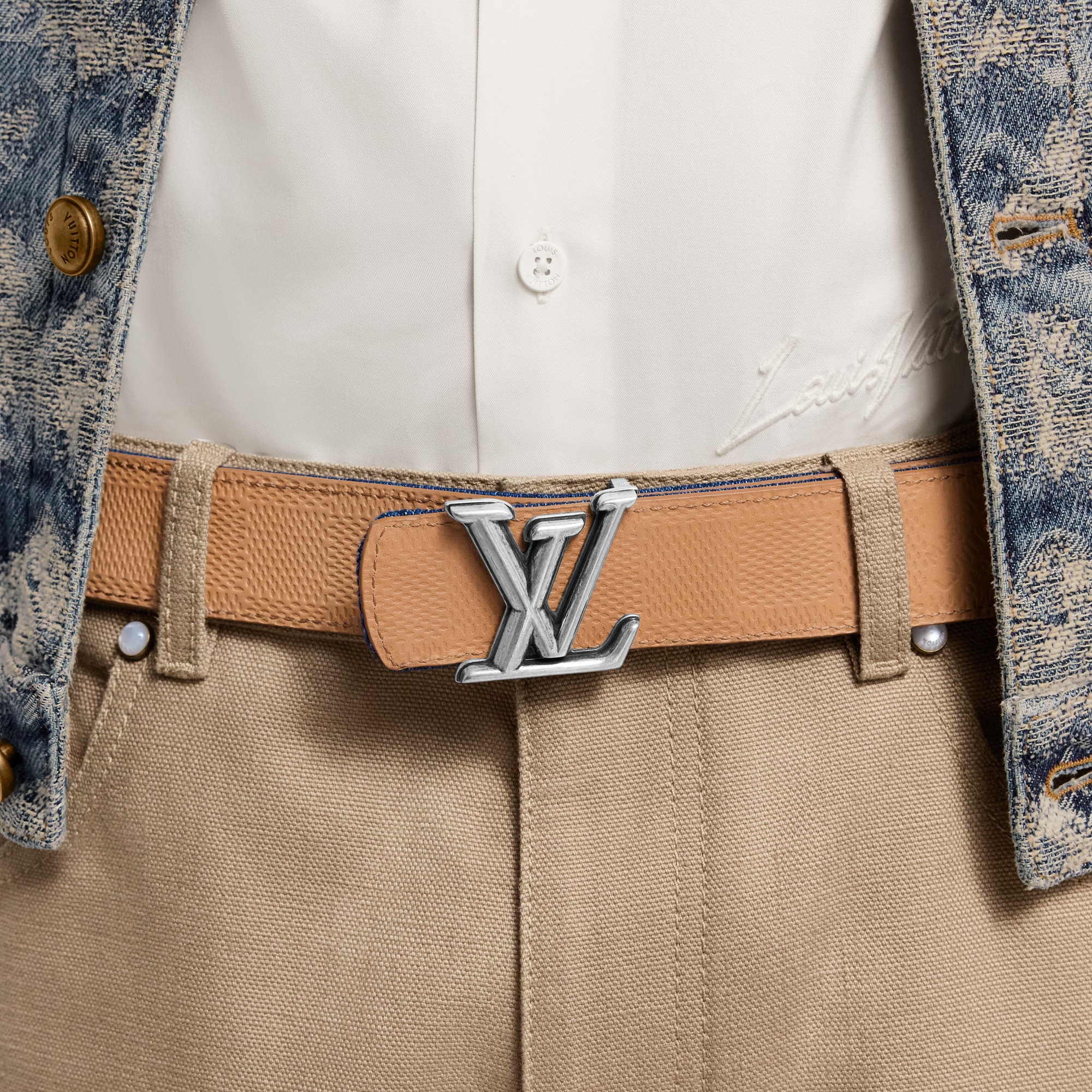  Accessories Belts LV Dimension Denim 35mm Reversible Belt | Louis Vuitton ® (Product zoom)