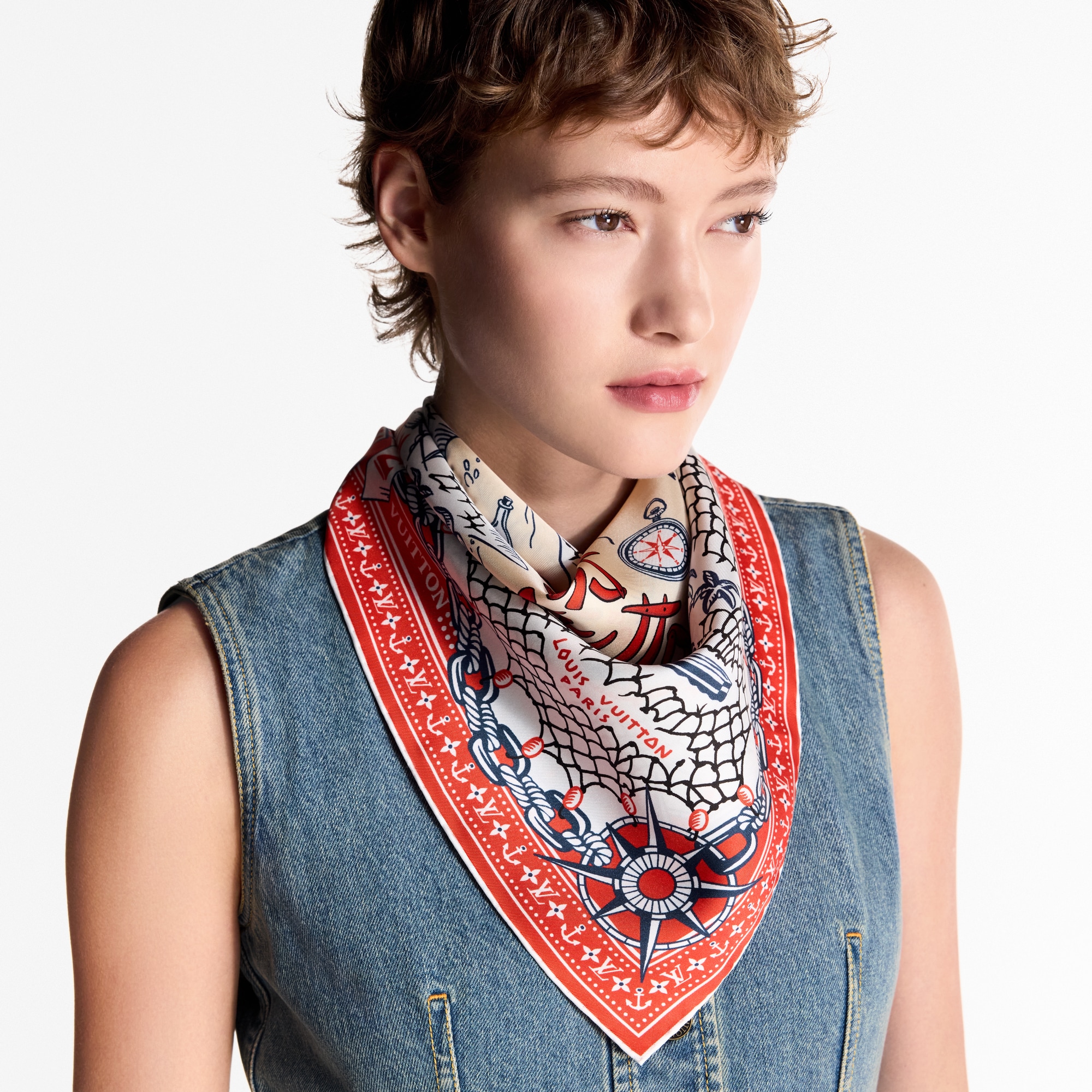 S00 Accessories Silk Squares and Bandeaus  LV Ocean Treasure Map Square 70 | Louis Vuitton ® (Product zoom)