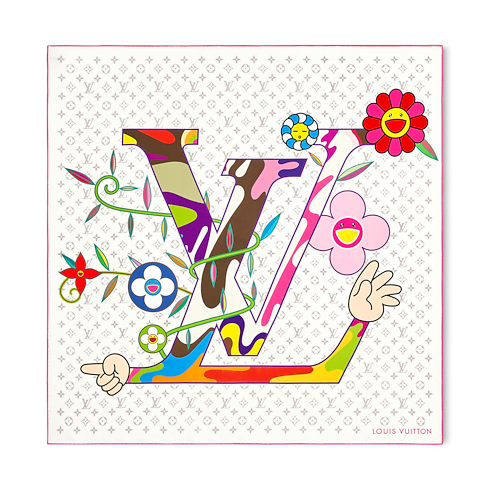 S00 Accessoires Carrés de Soie et Bandeaux LV x TM - Carré Monogram 90 Superflat | Louis Vuitton ® (Zoom produit)
