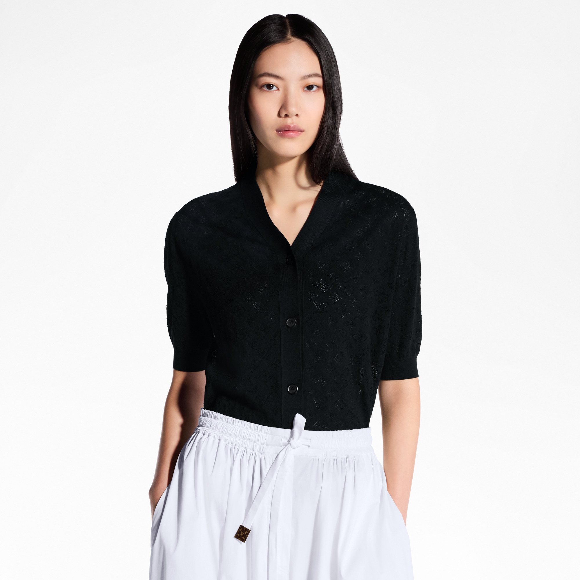  Ready-to-Wear Knitwear Mahina Monogram Short-Sleeved Cardigan | Louis Vuitton ® (Product zoom)