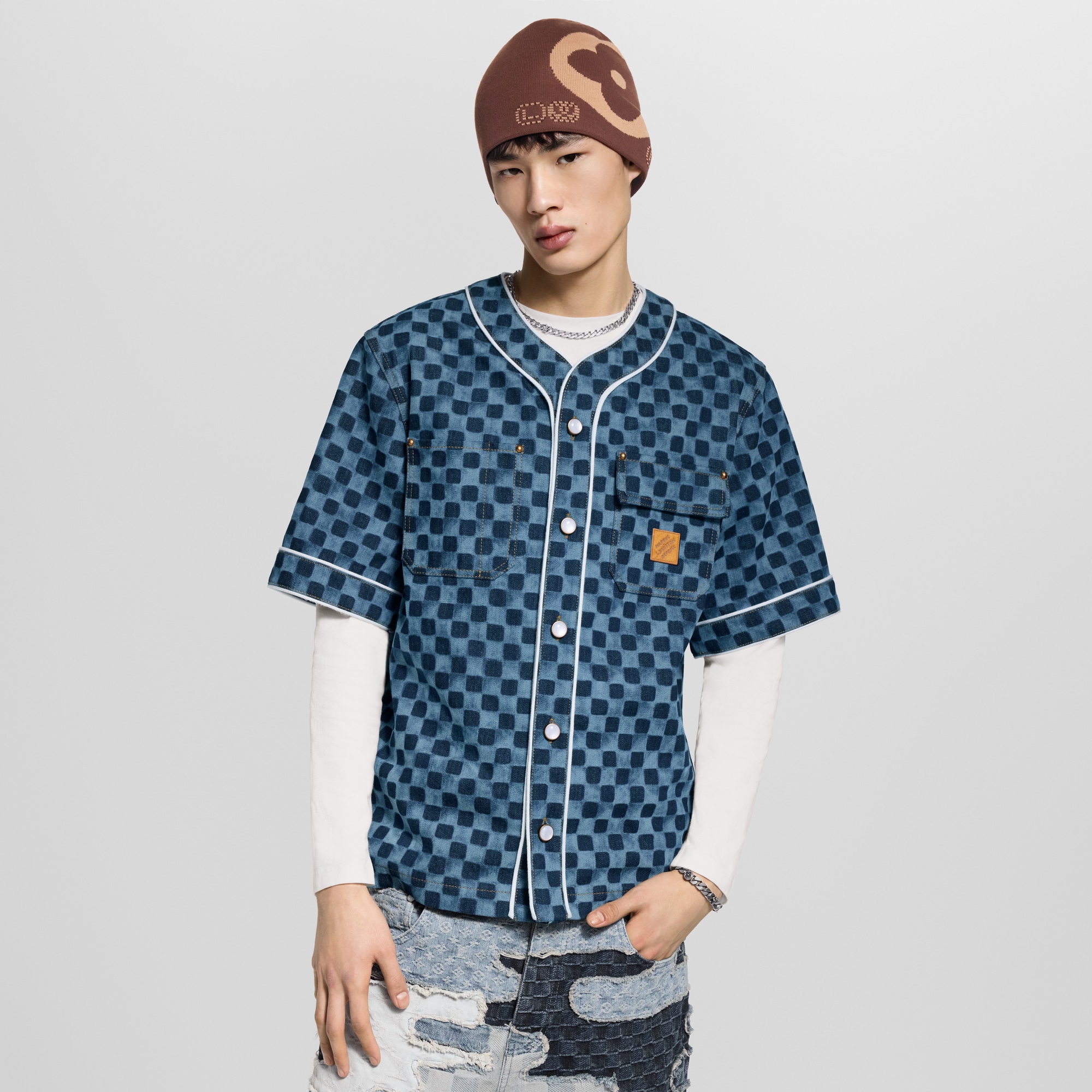  Prêt-à-Porter Chemises Maillot de baseball Damier en denim | Louis Vuitton ® (Zoom produit)