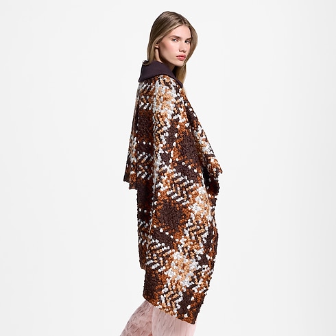 Prêt-à-Porter Manteaux et Vestes Manteau cape asymétrique en tweed tartan | Louis Vuitton ® (Zoom produit)