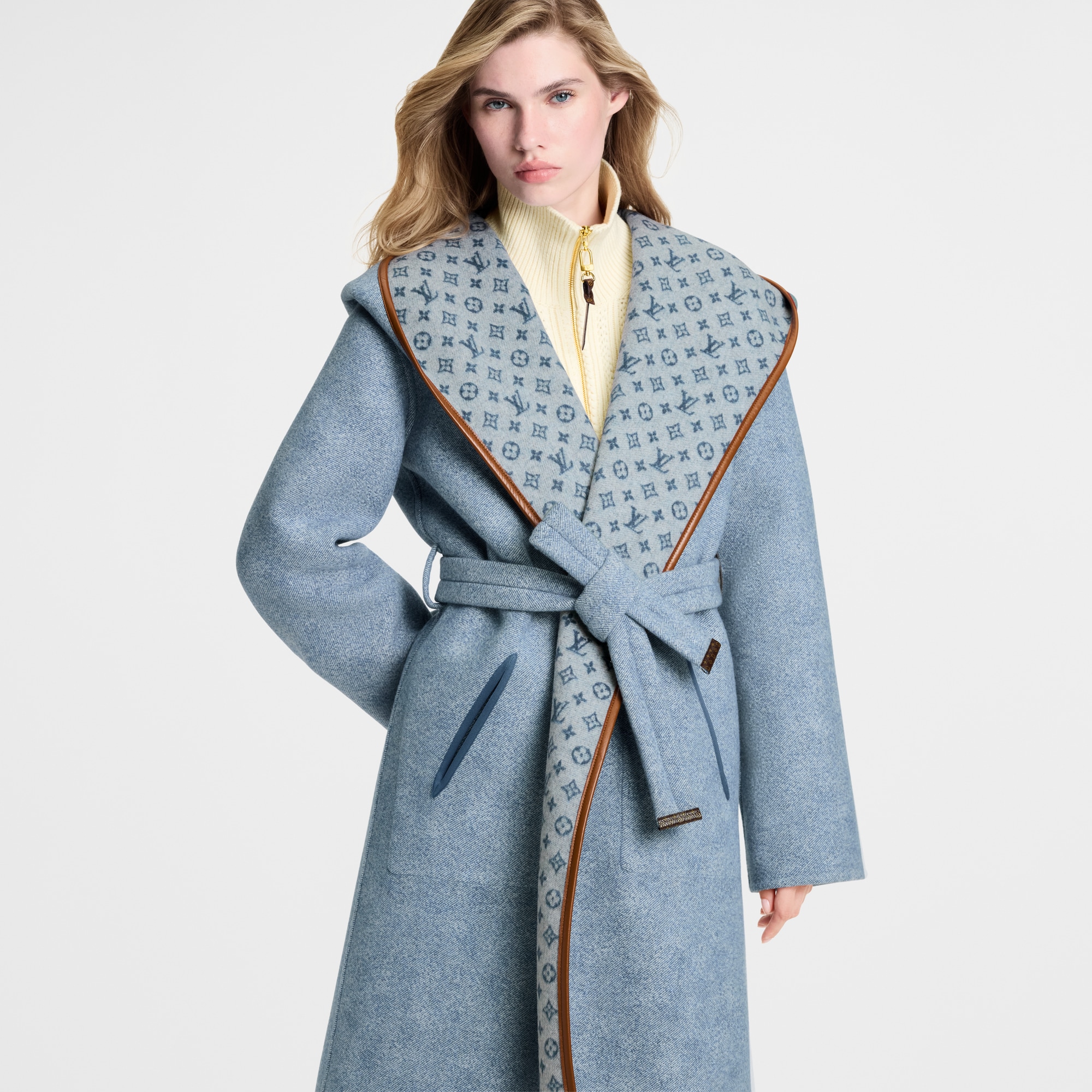 Manteau croisé réversible à capuche Femme Prêt-à-Porter