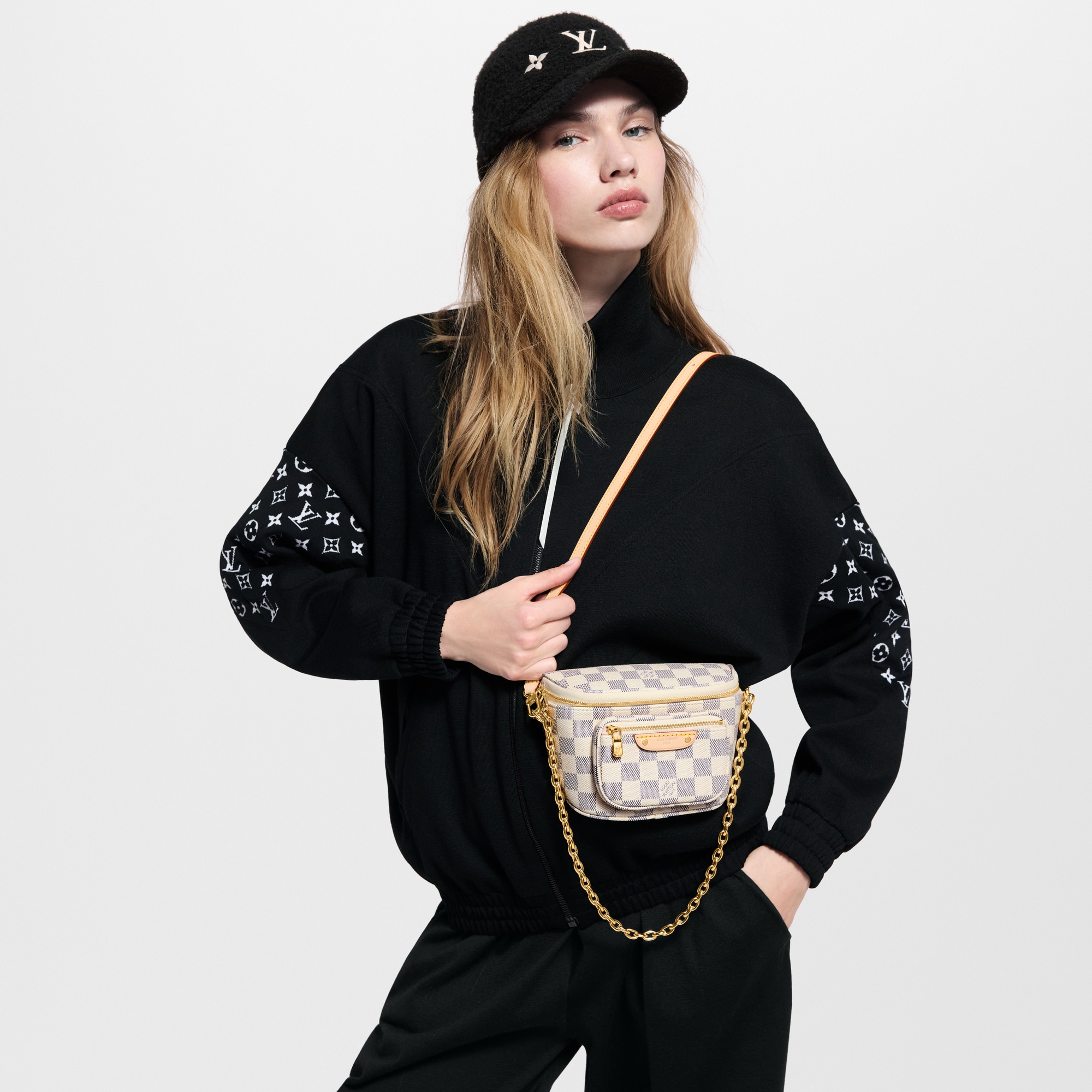 Damier Azur Small Leather Goods Wallets on Chain and Nano Bags Mini Bumbag | Louis Vuitton ® (Product zoom)