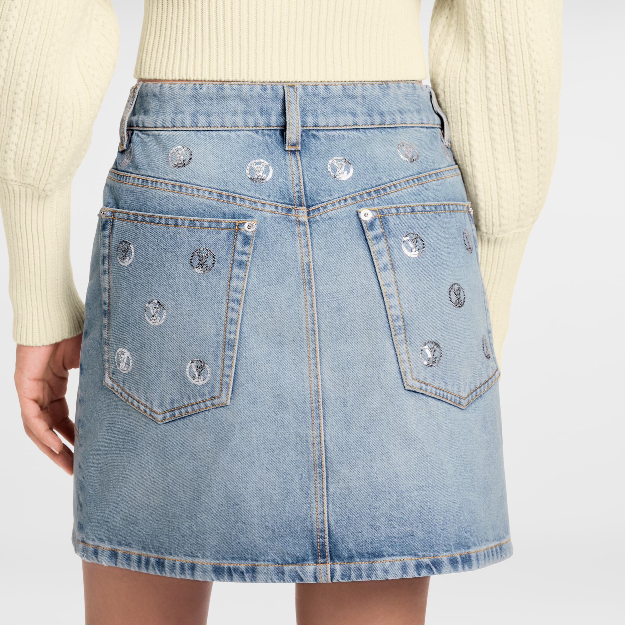  Prêt-à-Porter Jupes et Shorts Mini-jupe LV en denim à sequins | Louis Vuitton ® (Zoom produit)
