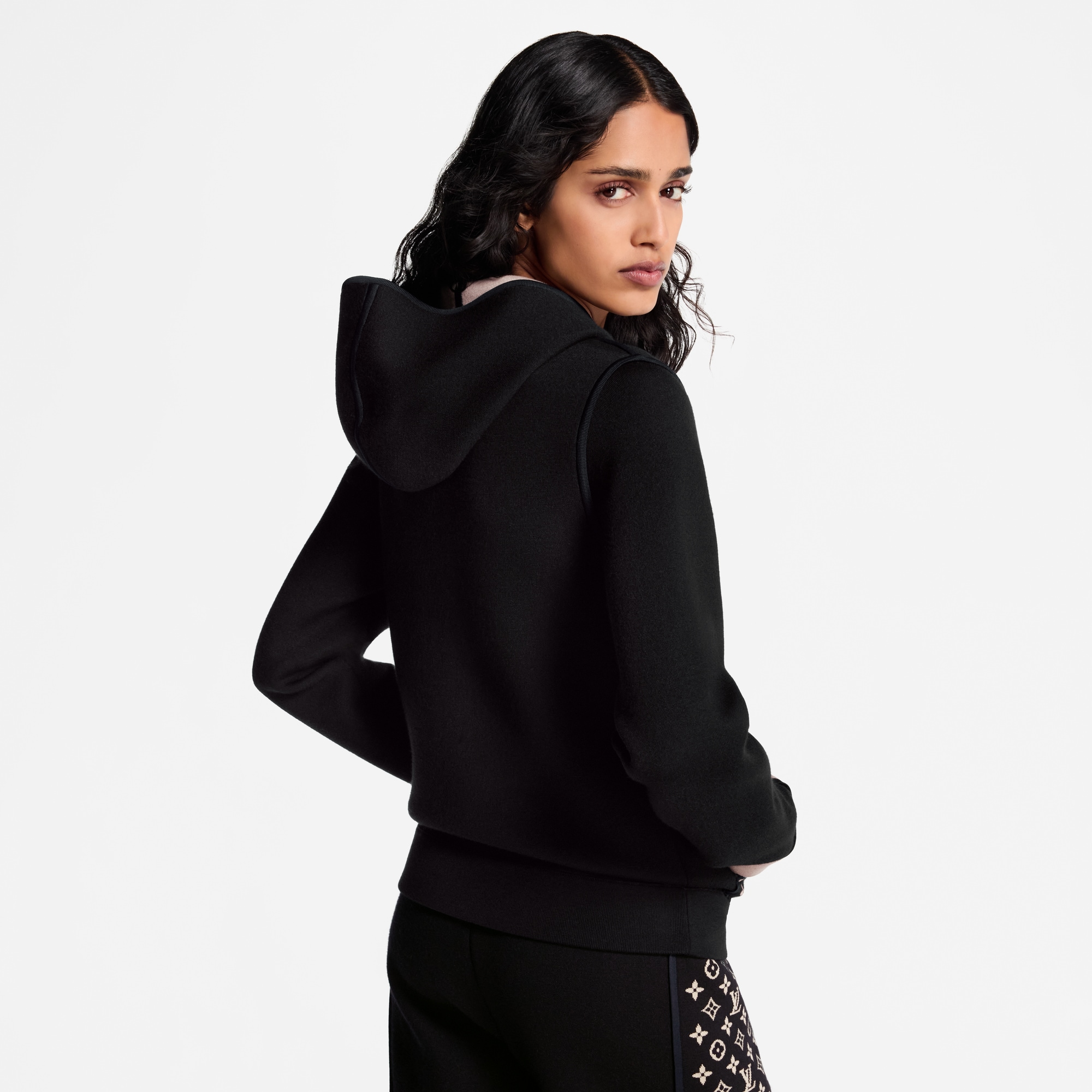  Ready-to-Wear Knitwear Monogram Accent Zip-Up Hoodie | Louis Vuitton ® (Product zoom)