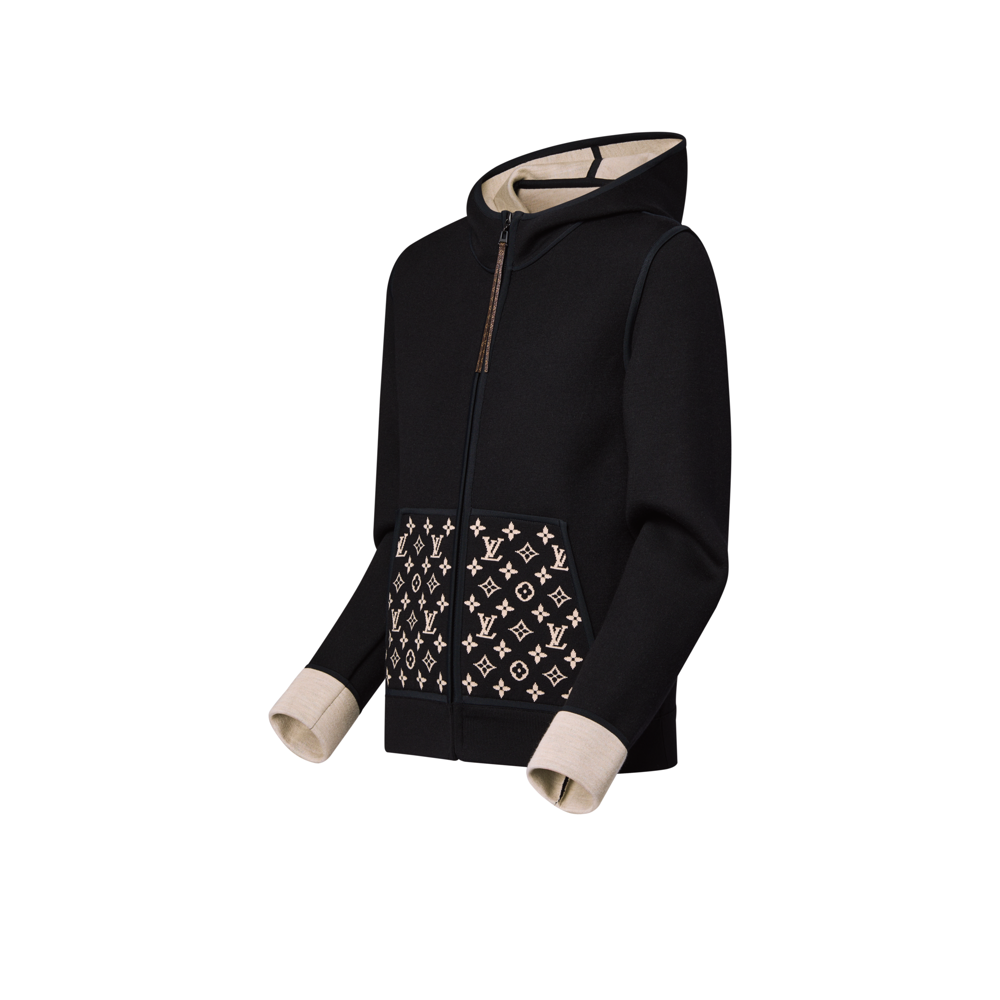  Ready-to-Wear Knitwear Monogram Accent Zip-Up Hoodie | Louis Vuitton ® (Product zoom)