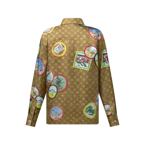 Ready-to-Wear Tops Monogram Cat Stamp Silk Shirt | Louis Vuitton ® (Product zoom)