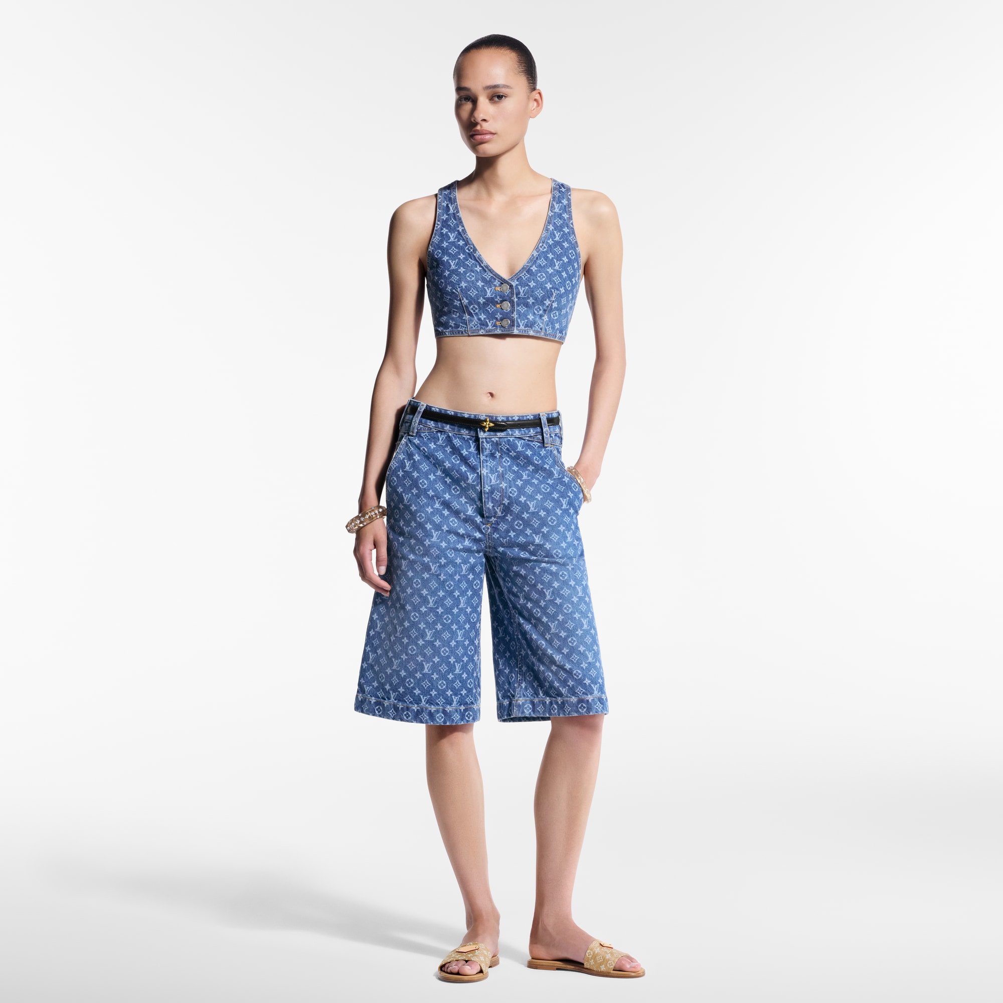  Ready-to-Wear Tops Monogram Denim Crop Top | Louis Vuitton ® (Product zoom)