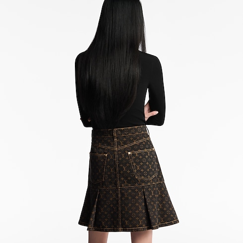 Ready-to-Wear Skirts and Shorts Monogram Denim Pleat Skirt | Louis Vuitton ® (Product zoom)