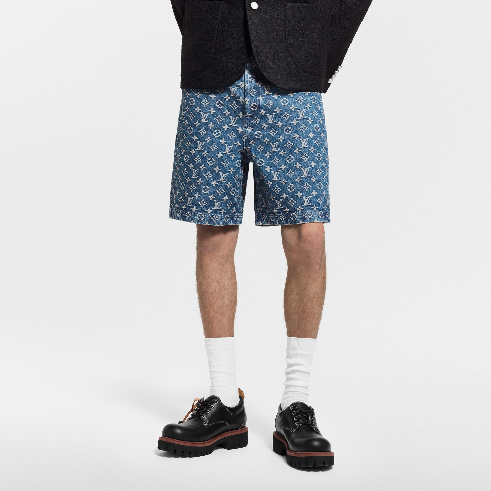  Ready-to-Wear Denim Monogram Denim Shorts | Louis Vuitton ® (Product zoom)