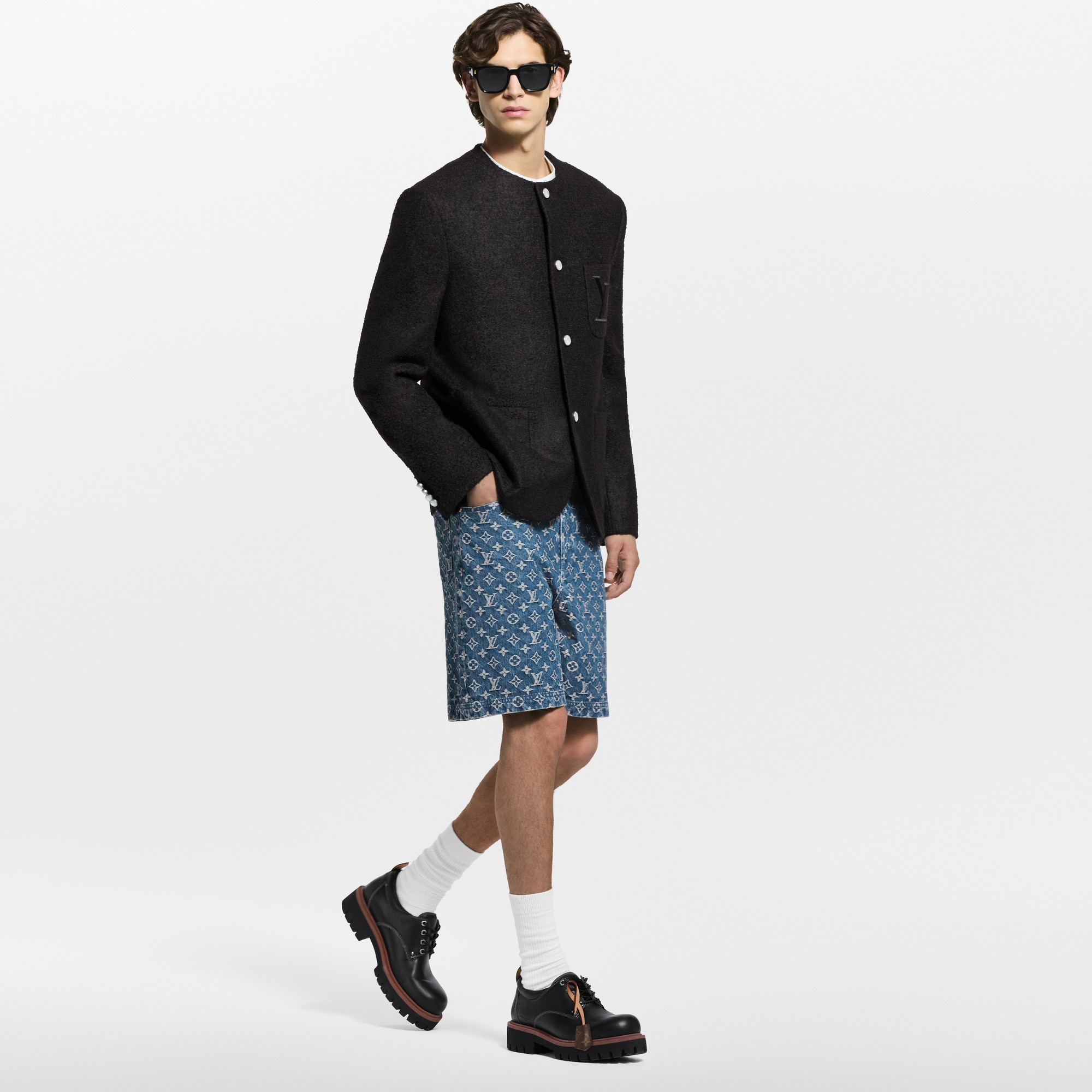  Ready-to-Wear Denim Monogram Denim Shorts | Louis Vuitton ® (Product zoom)
