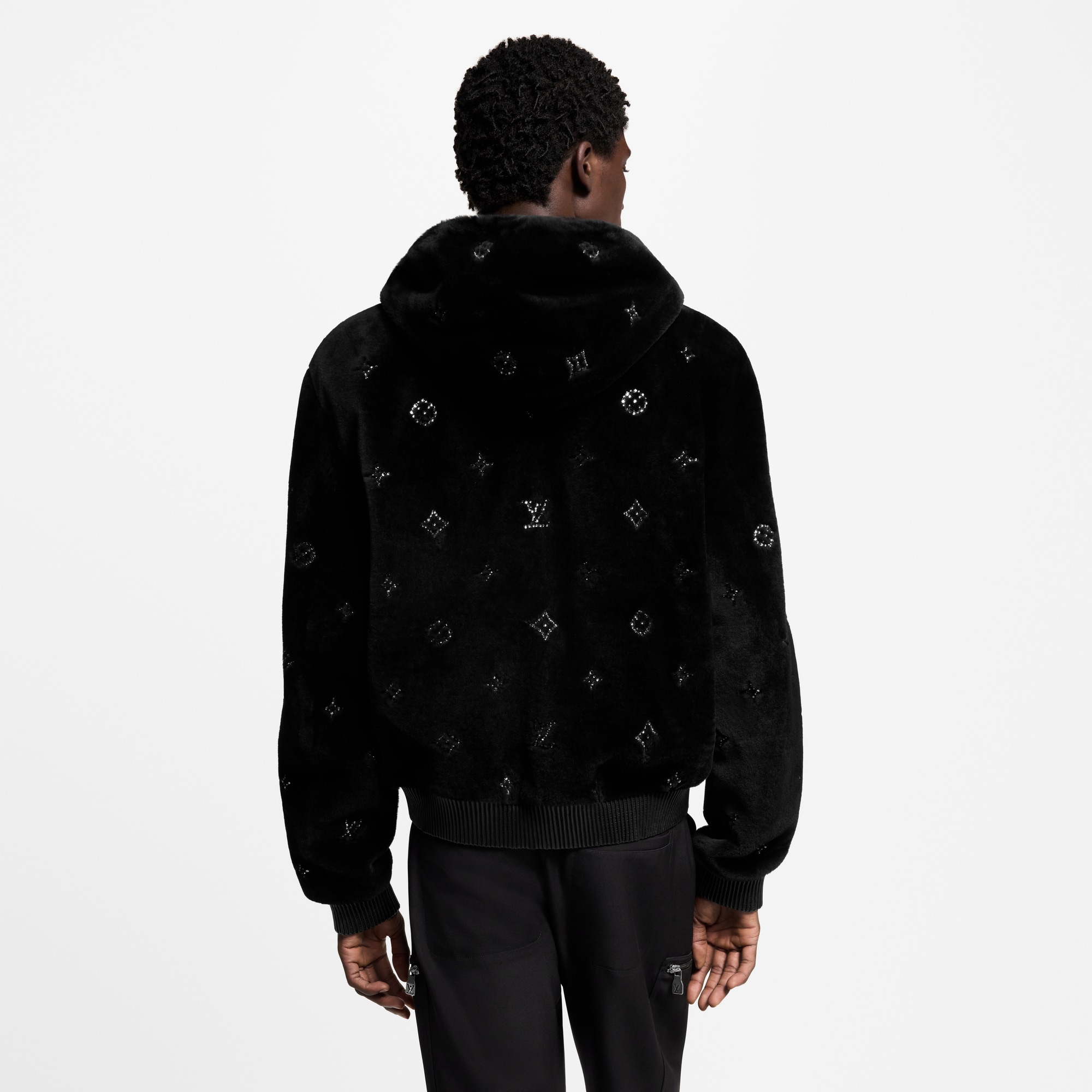  Ready-to-Wear All Ready-to-Wear Monogram Embellished Shearling Hoodie | Louis Vuitton ® (Product zoom)