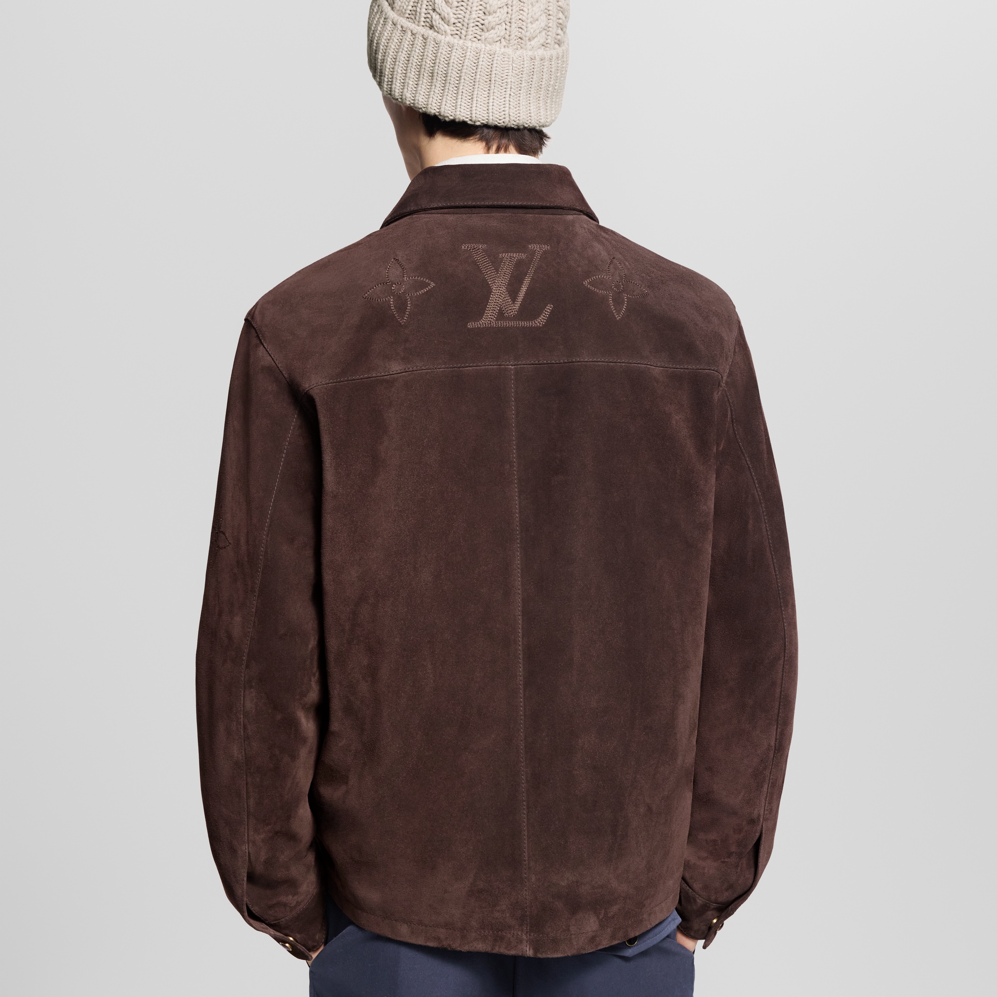  Prêt-à-Porter Manteaux et Blousons Monogram Embroidered Suede Overshirt | Louis Vuitton ® (Zoom produit)