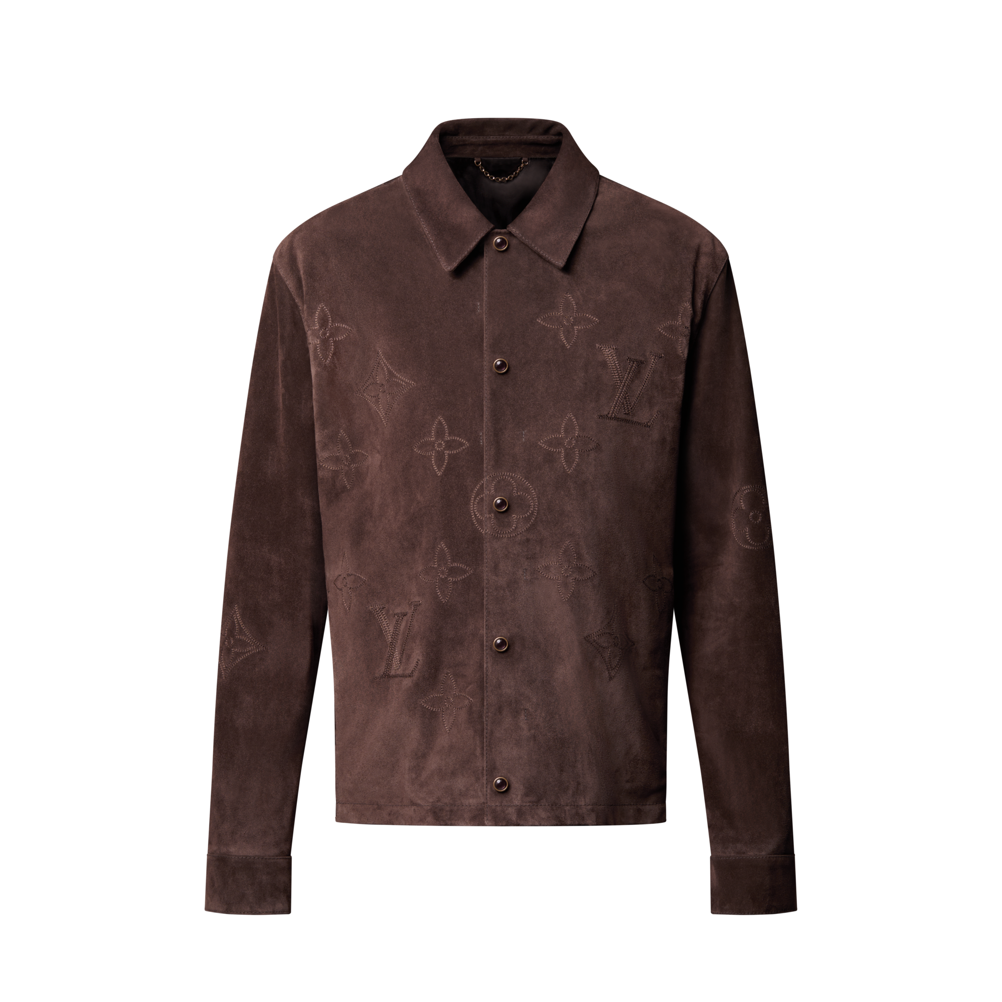  Prêt-à-Porter Manteaux et Blousons Monogram Embroidered Suede Overshirt | Louis Vuitton ® (Zoom produit)
