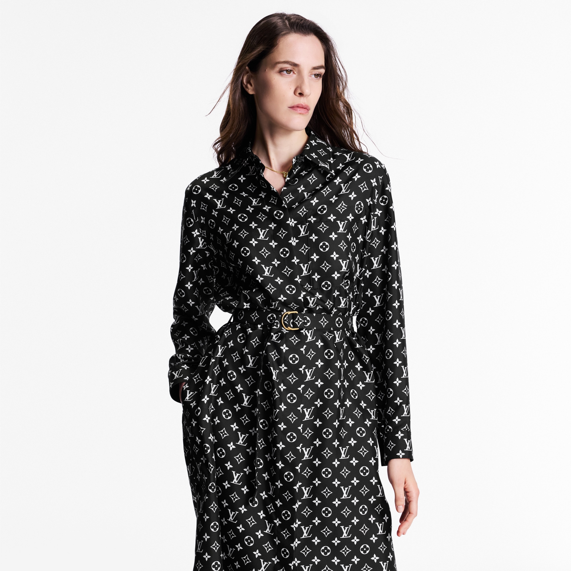  Ready-to-Wear Dresses Monogram Silk Shirt Dress | Louis Vuitton ® (Product zoom)