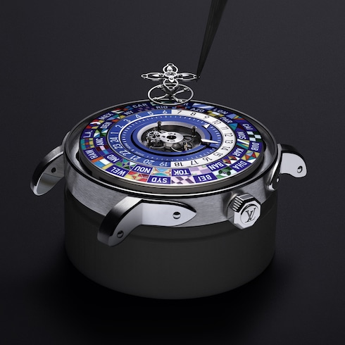 Toutes les Montres } Montre Louis Vuitton Escale Worldtime Tourbillon Volant, 40 mm, platine | Louis Vuitton ®