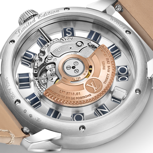 Collections } Montre Tambour Spin Time Air, Automatique, 42,5 mm, or blanc | Louis Vuitton ® (Zoom produit)