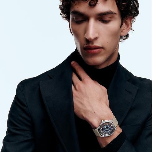 Collections } Montre Tambour Spin Time Air, Automatique, 42,5 mm, or blanc | Louis Vuitton ® (Zoom produit)