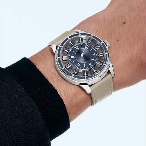 Collections } Montre Tambour Spin Time Air, Automatique, 42,5 mm, or blanc | Louis Vuitton ® (Zoom produit)