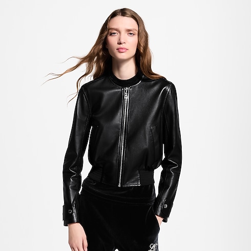 Ready-to-Wear Coats and Jackets Nanogram Accent Leather Bomber Jacket | Louis Vuitton ® (Product zoom)
