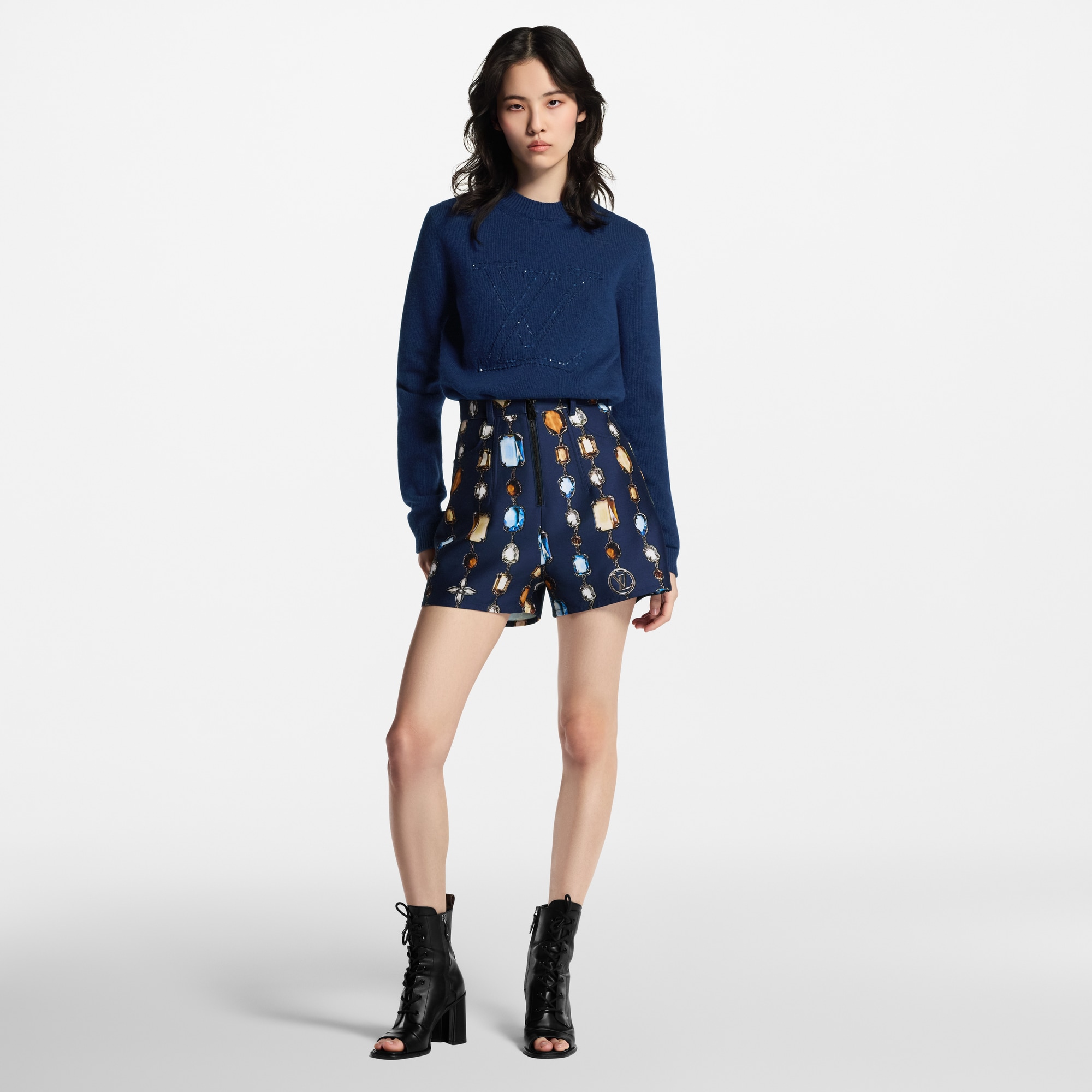  Ready-to-Wear Skirts and Shorts Necklace Print Tailored Shorts | Louis Vuitton ® (Product zoom)